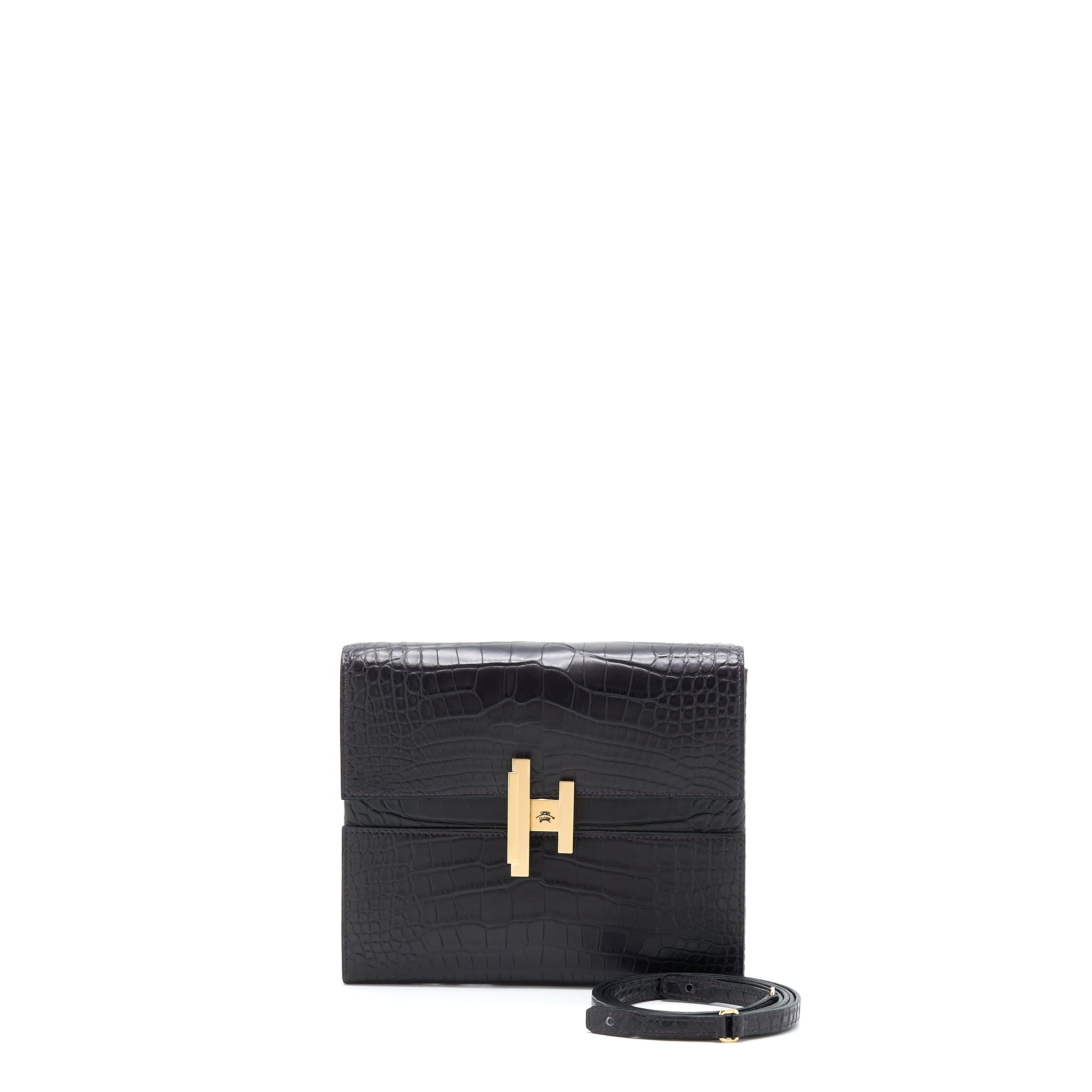 HERMES CINHETIC TO GO ALLIGATOR MISS MATTE 3W PRUNOIR GHW