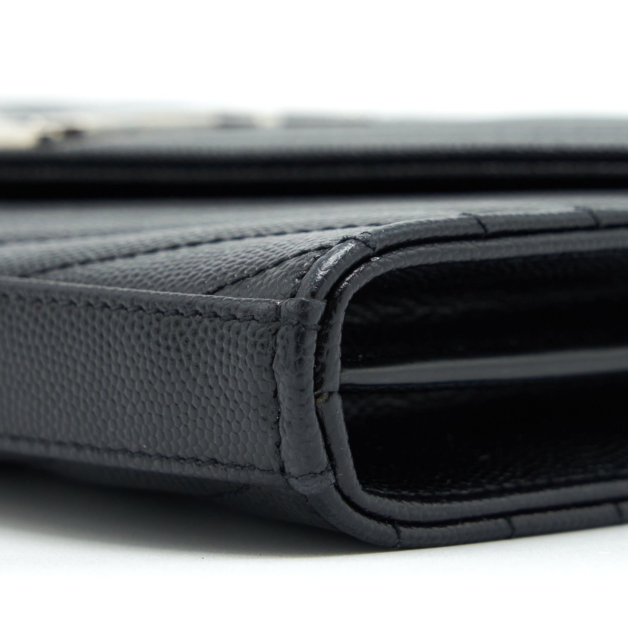 SAINT LAURENT/YSL CHAIN WALLET CROSSBODY BAG GRAIN CALFSKIN BLACK SHW