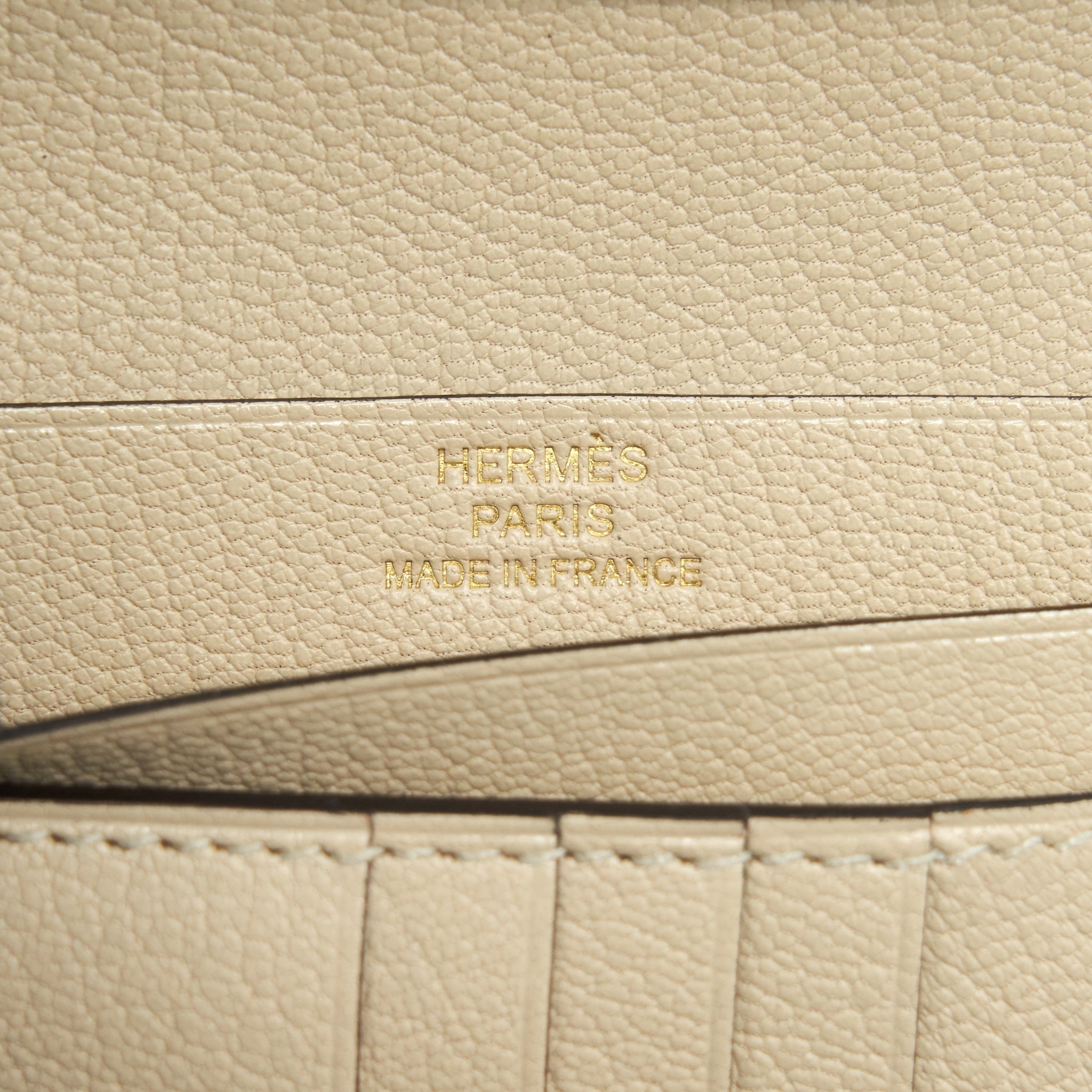 HERMES OSTRICH BEARN COMPACT WALLET 3C PARCHEMIN GHW