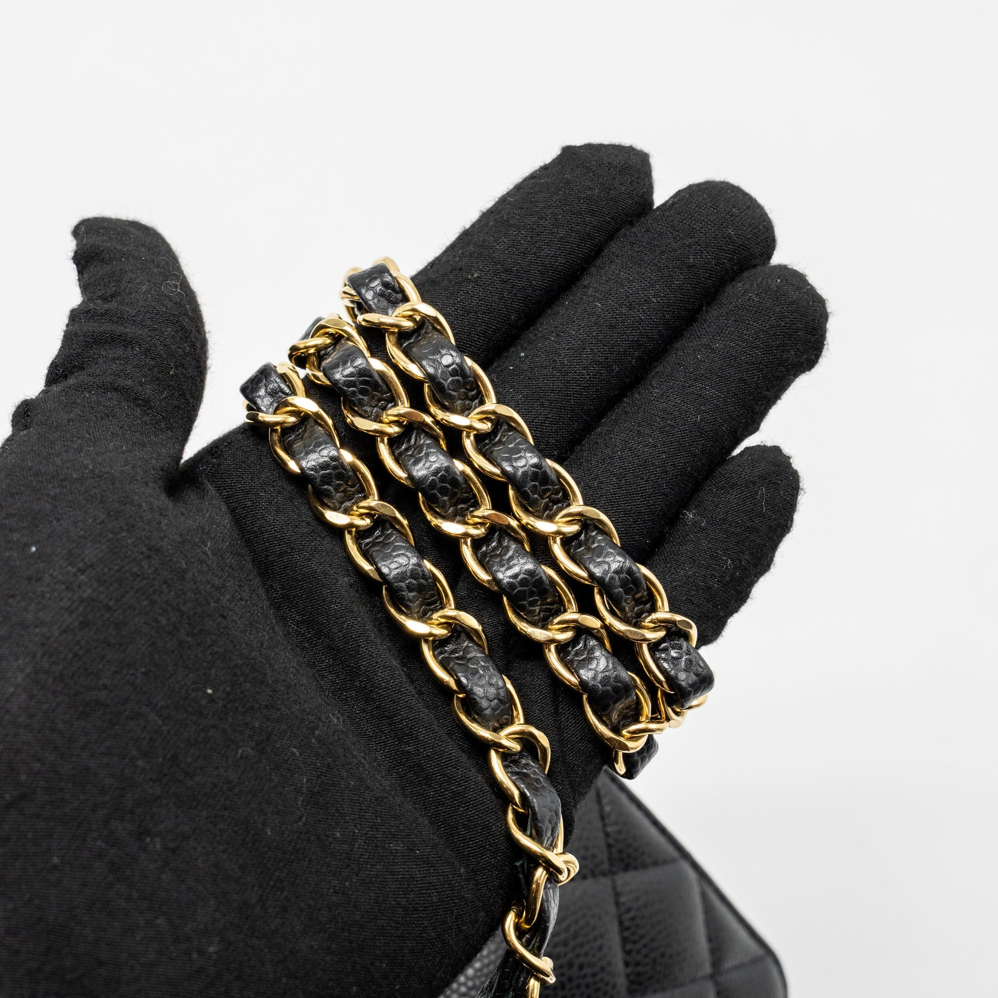 CHANEL MEDIUM CLASSIC DOUBLE FLAP BAG CAVIAR BLACK GHW (MICROCHIP)