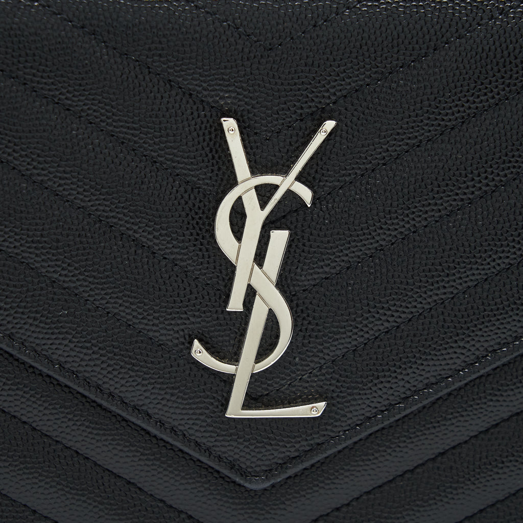 SAINT LAURENT/YSL CHAIN WALLET CROSSBODY BAG GRAIN CALFSKIN BLACK SHW