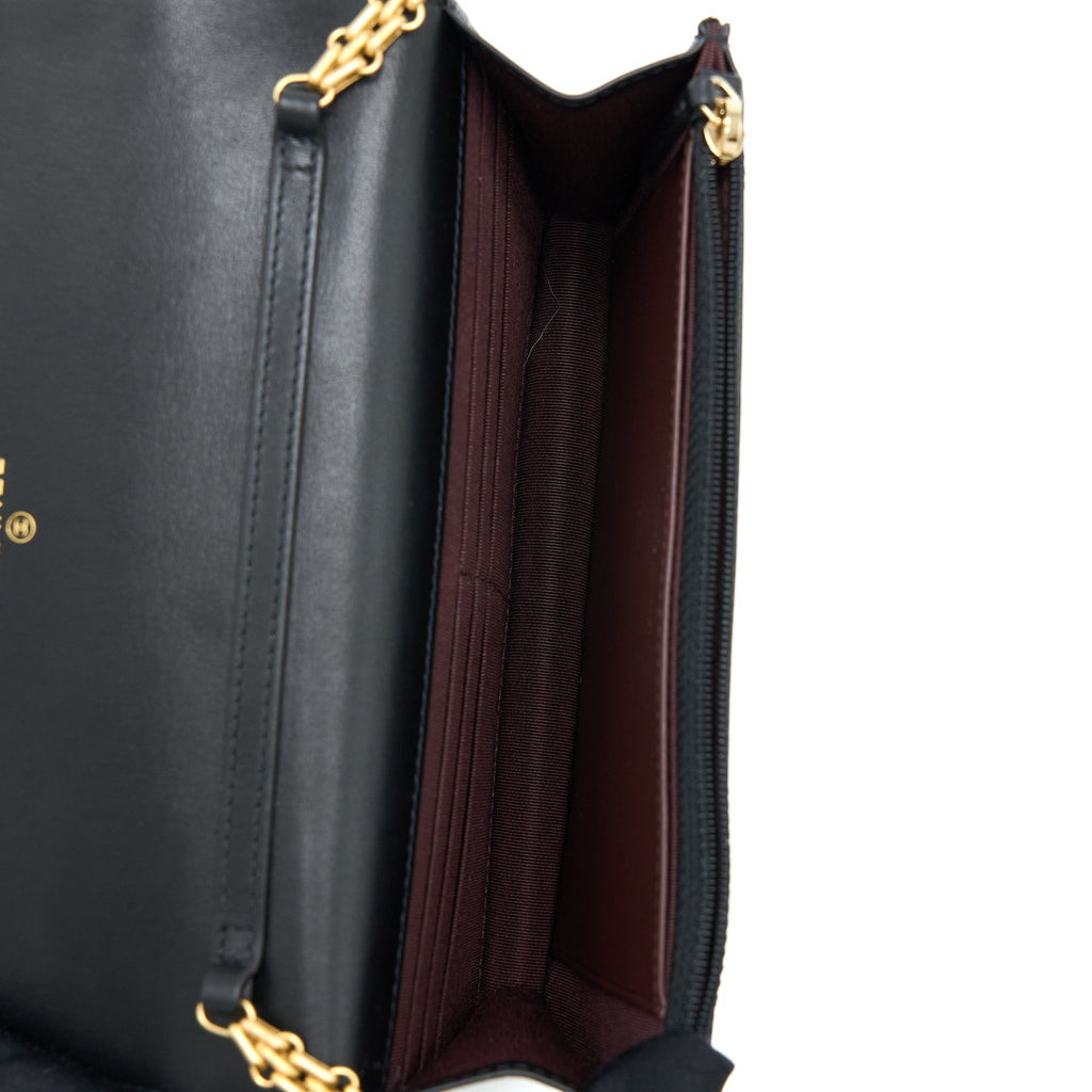 CHANEL 2.55 REISSUE WALLET ON CHAIN AGED CALFSKIN BLACK GHW(MICROCHIP)