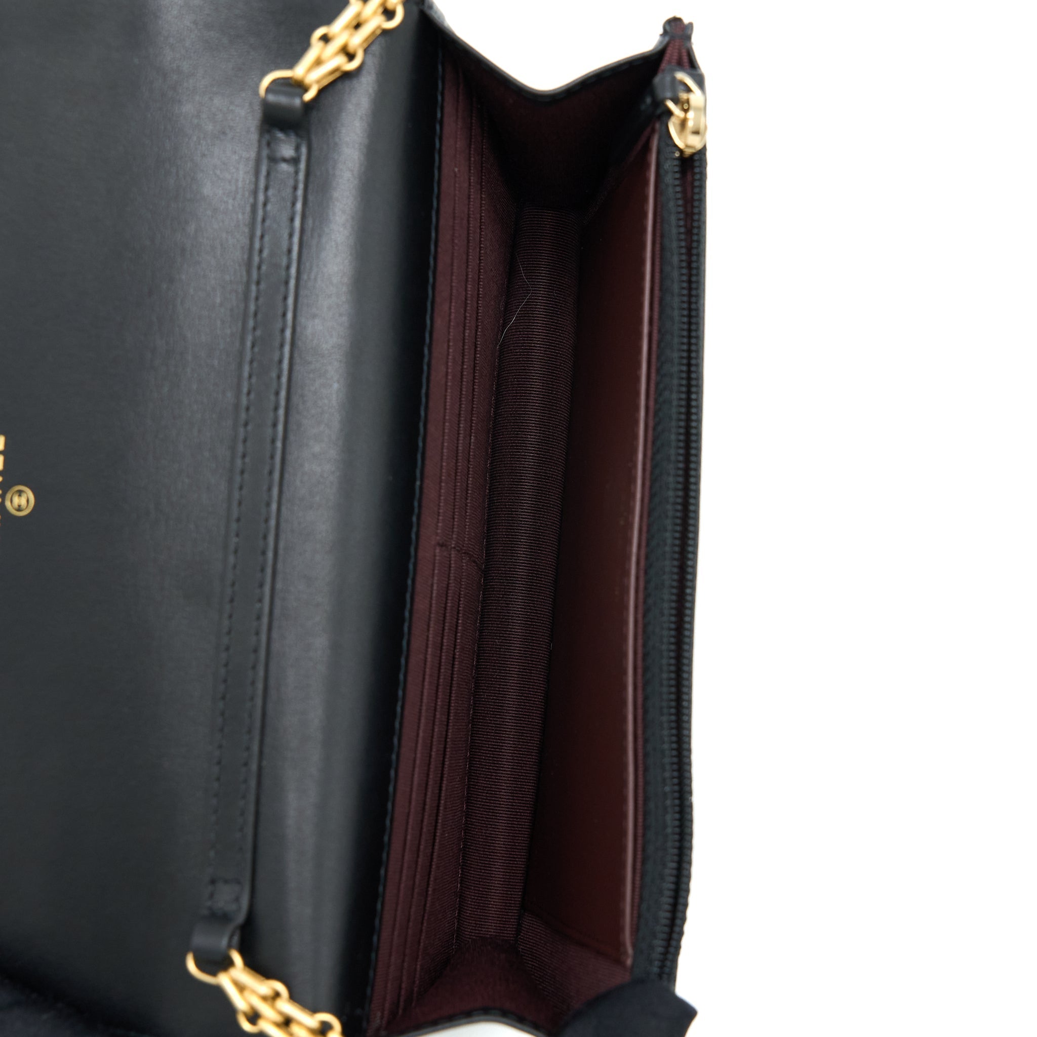 CHANEL 2.55 REISSUE WALLET ON CHAIN AGED CALFSKIN BLACK GHW(MICROCHIP)