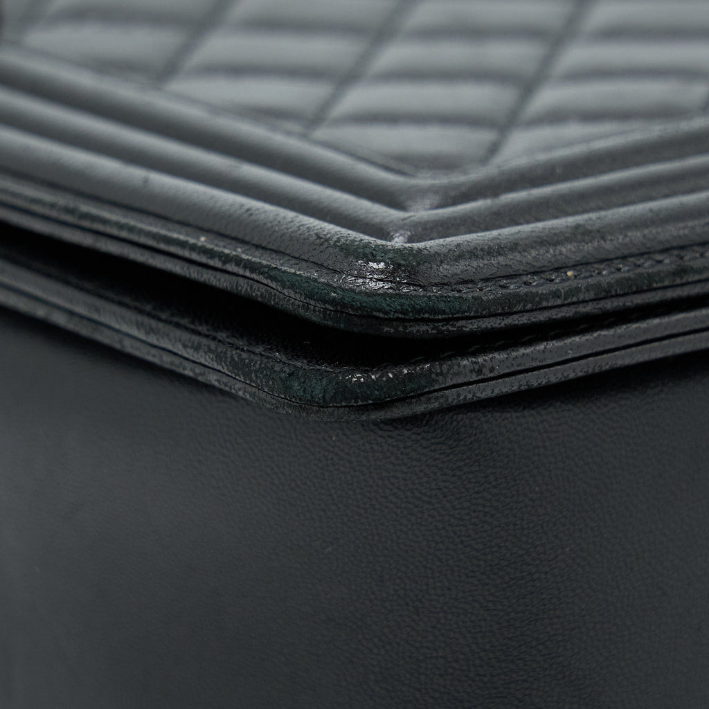 CHANEL MEDIUM BOY BAG LAMBSKIN BLACK RUTHENIUM SHW