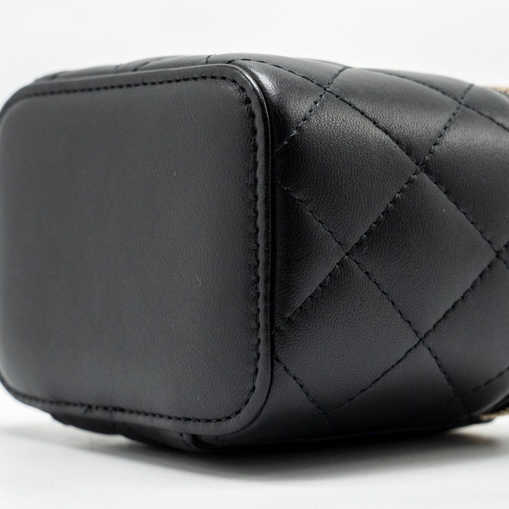 CHANEL PEARL CRUSH MINI VANITY CASE LAMBSKIN BLACK GHW