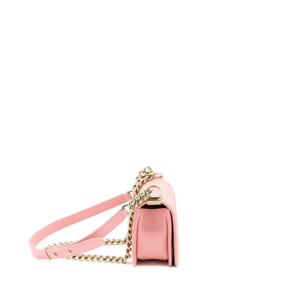 CHANEL SMALL BOY BAG CAVIAR PINK LGHW