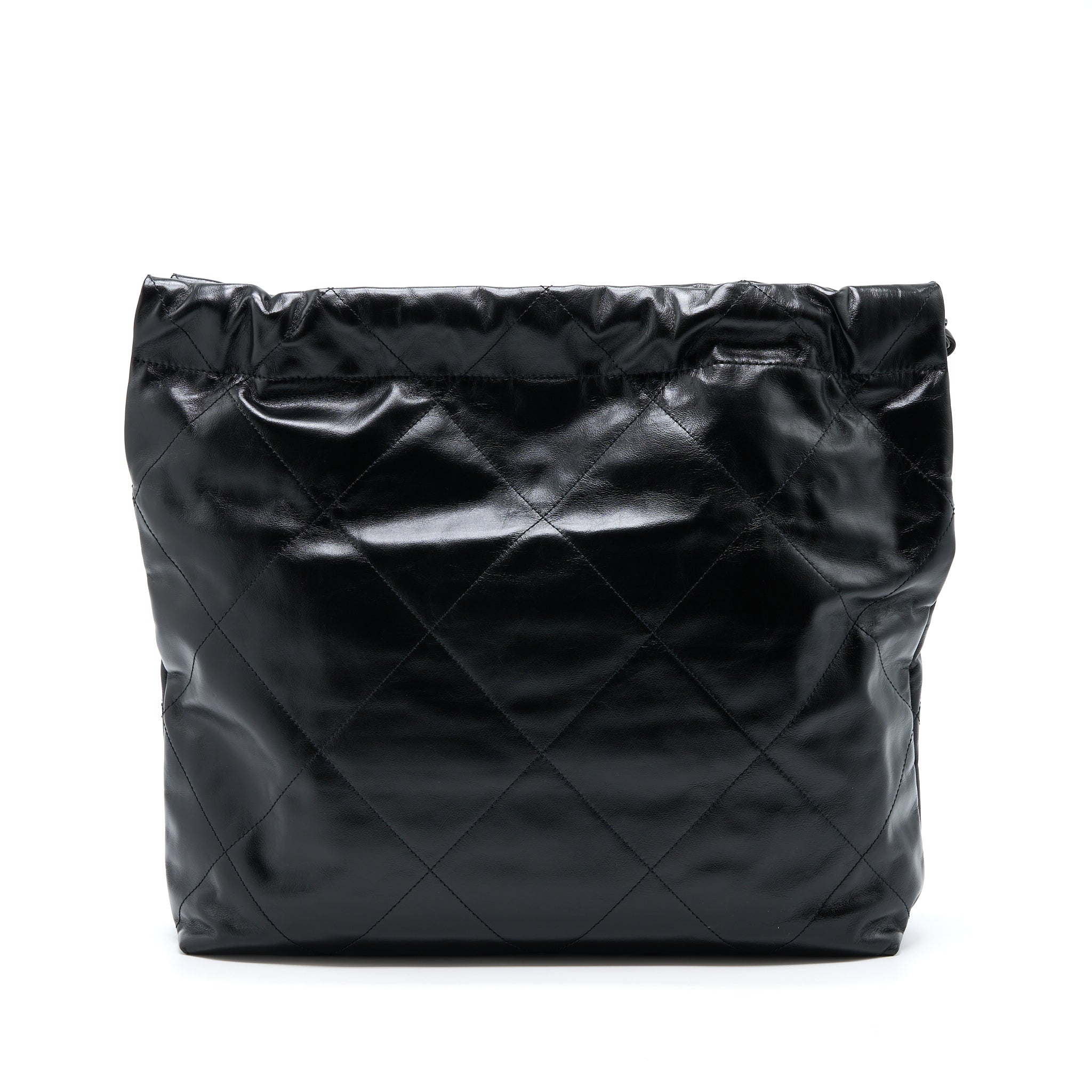 CHANEL MEDIUM 22 BAG SHINY CALFSKIN SO BLACK WITH BLACK HARDWARE (MICROCHIP)