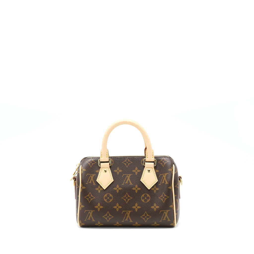 LOUIS VUITTON SPEEDY BANDOULIERE 20 MONOGRAM CANVAS WITH BLACK STRAP GHW