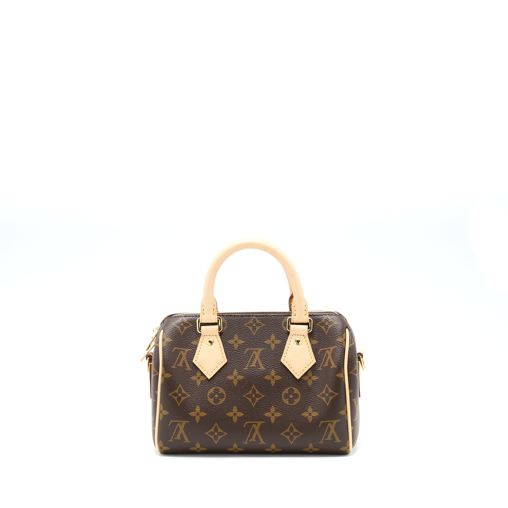 LOUIS VUITTON SPEEDY BANDOULIERE 20 MONOGRAM CANVAS WITH BLACK STRAP GHW