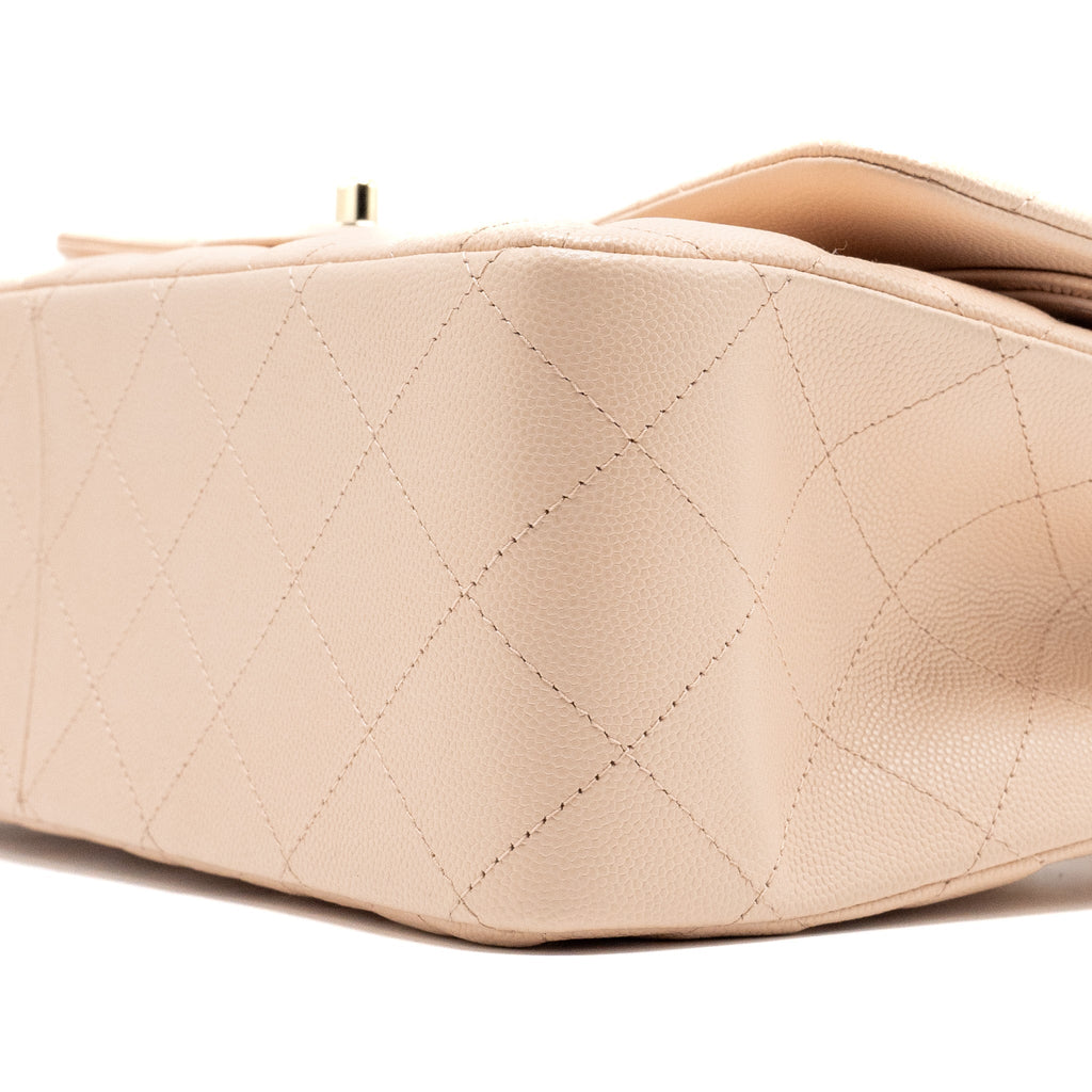 CHANEL JUMBO CLASSIC DOUBLE FLAP BAG CAVIAR BEIGE LGHW (MICROCHIP)
