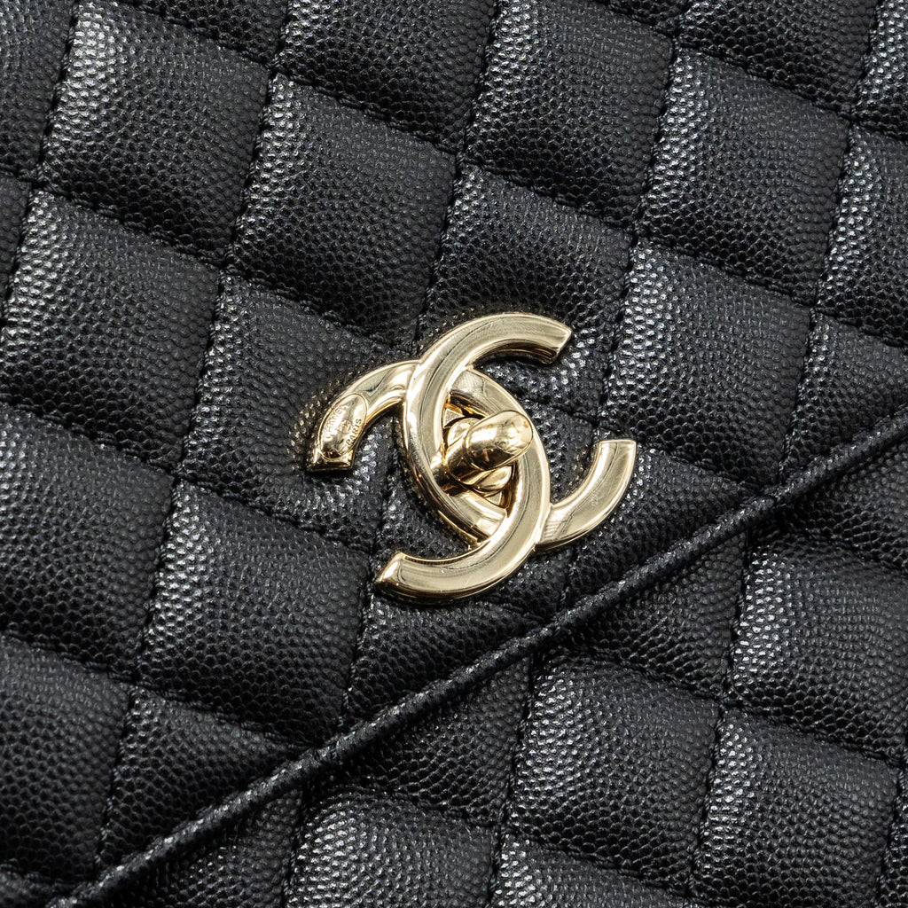CHANEL LARGE COCO HANDLE CAVIAR BLACK LGHW (MICROCHIP)