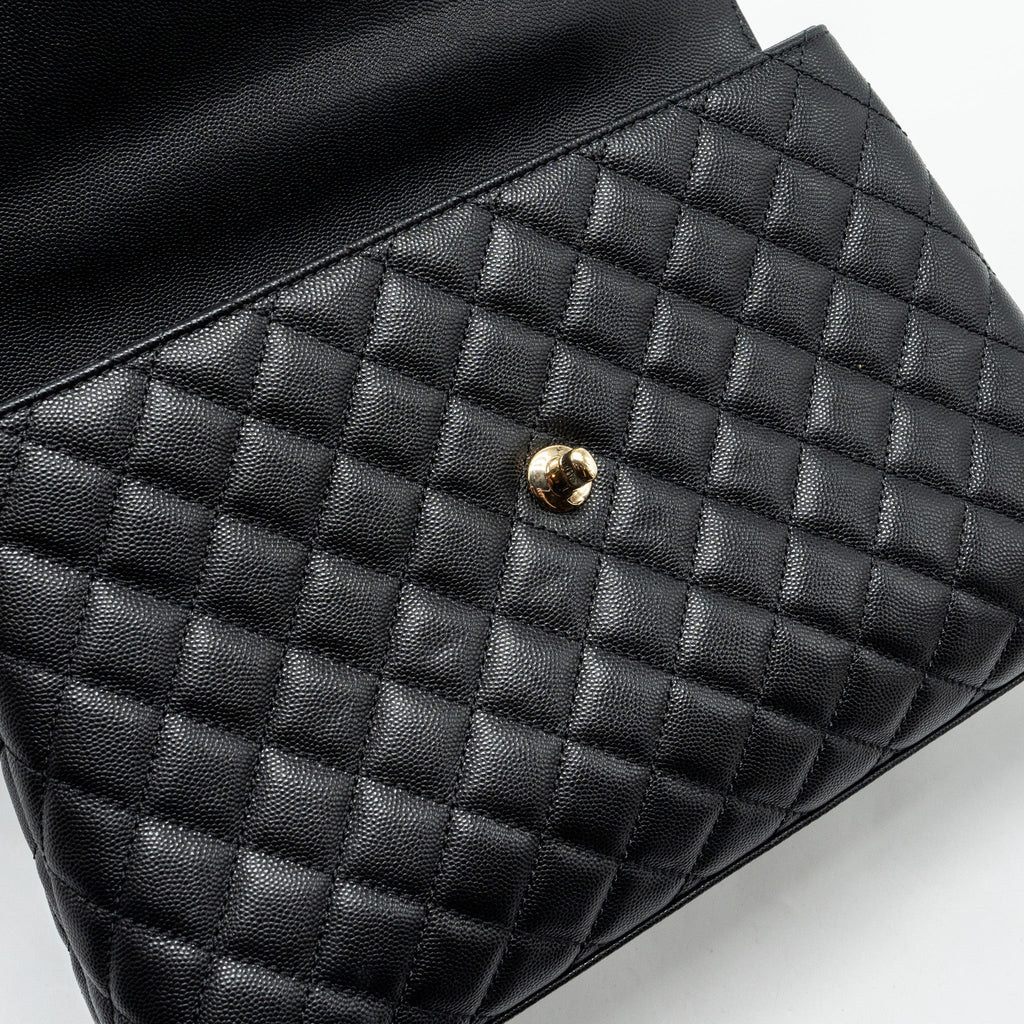 CHANEL LARGE COCO HANDLE CAVIAR BLACK LGHW (MICROCHIP)
