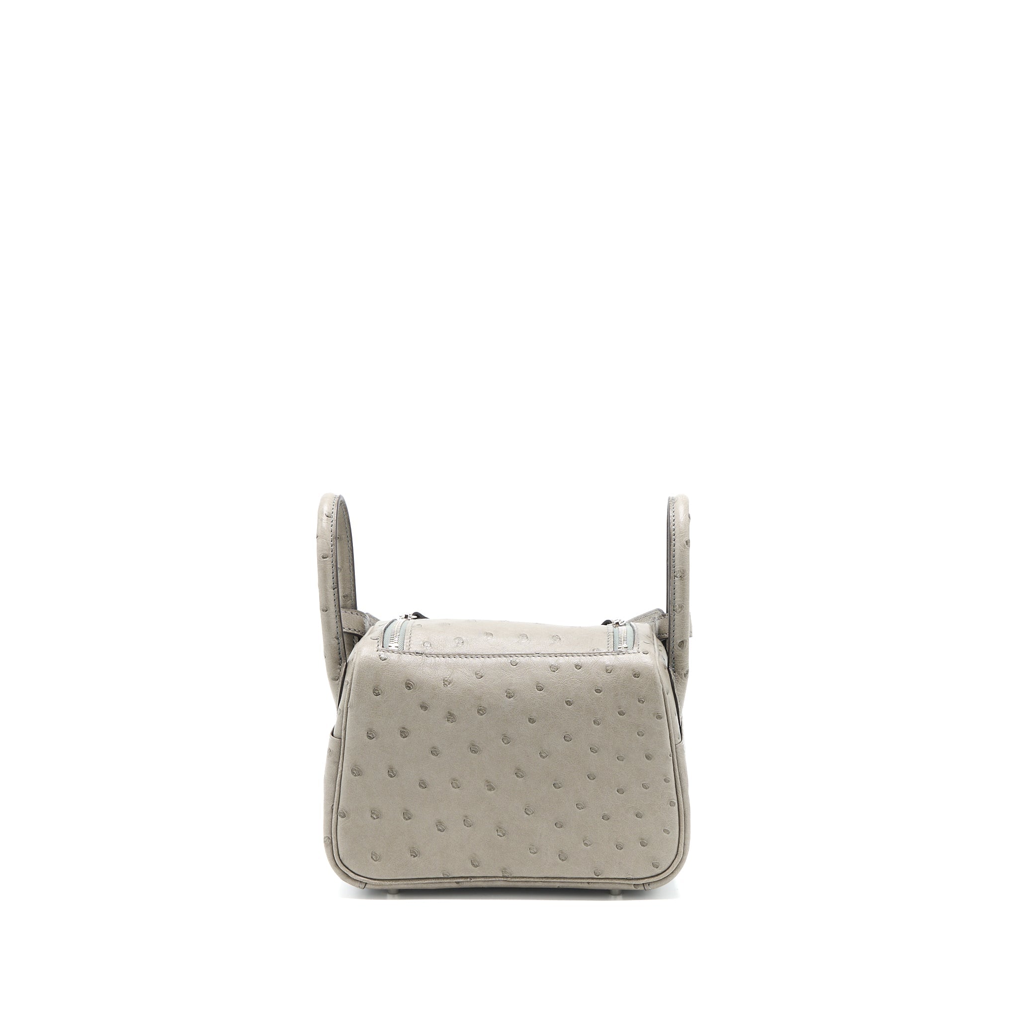 HERMES MINI LINDY OSTRICH 81 GRIS TOURTERELLE SHW