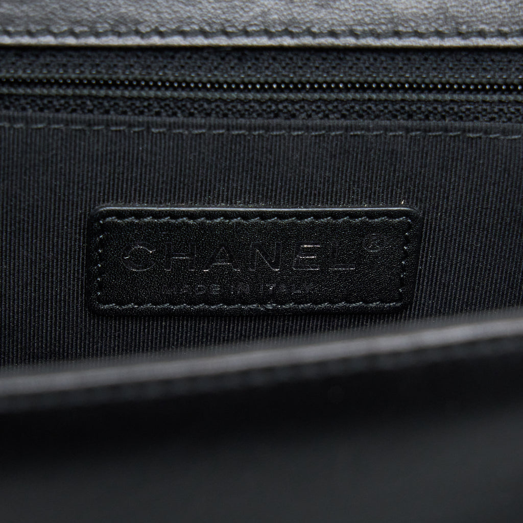 CHANEL MEDIUM BOY BAG LAMBSKIN BLACK RUTHENIUM SHW