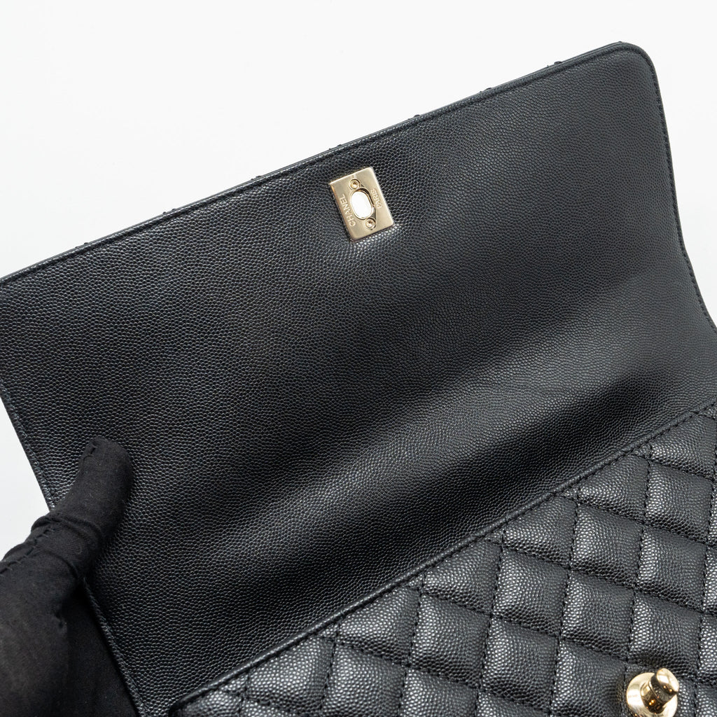 CHANEL LARGE COCO HANDLE CAVIAR BLACK LGHW (MICROCHIP)