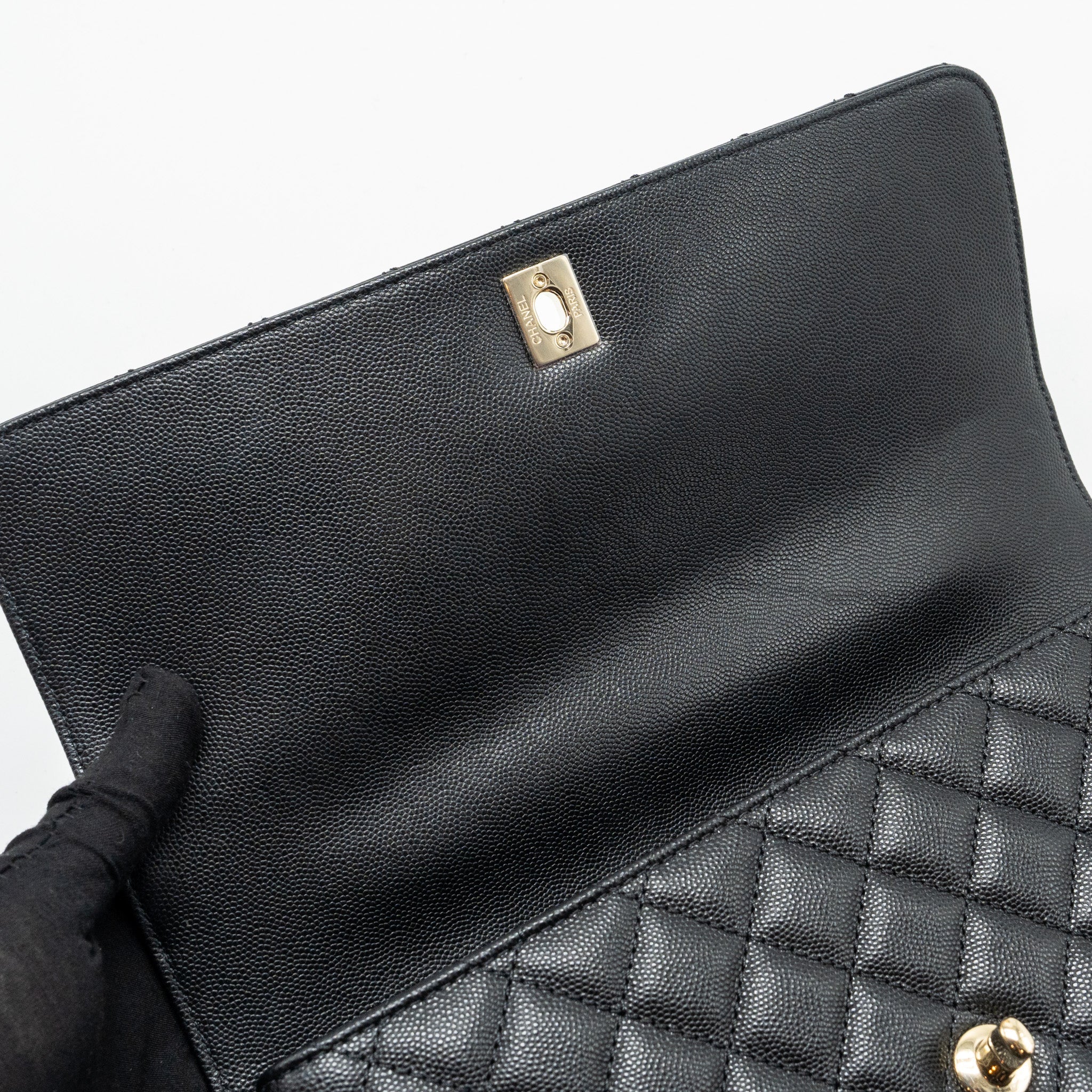 CHANEL LARGE COCO HANDLE CAVIAR BLACK LGHW (MICROCHIP)