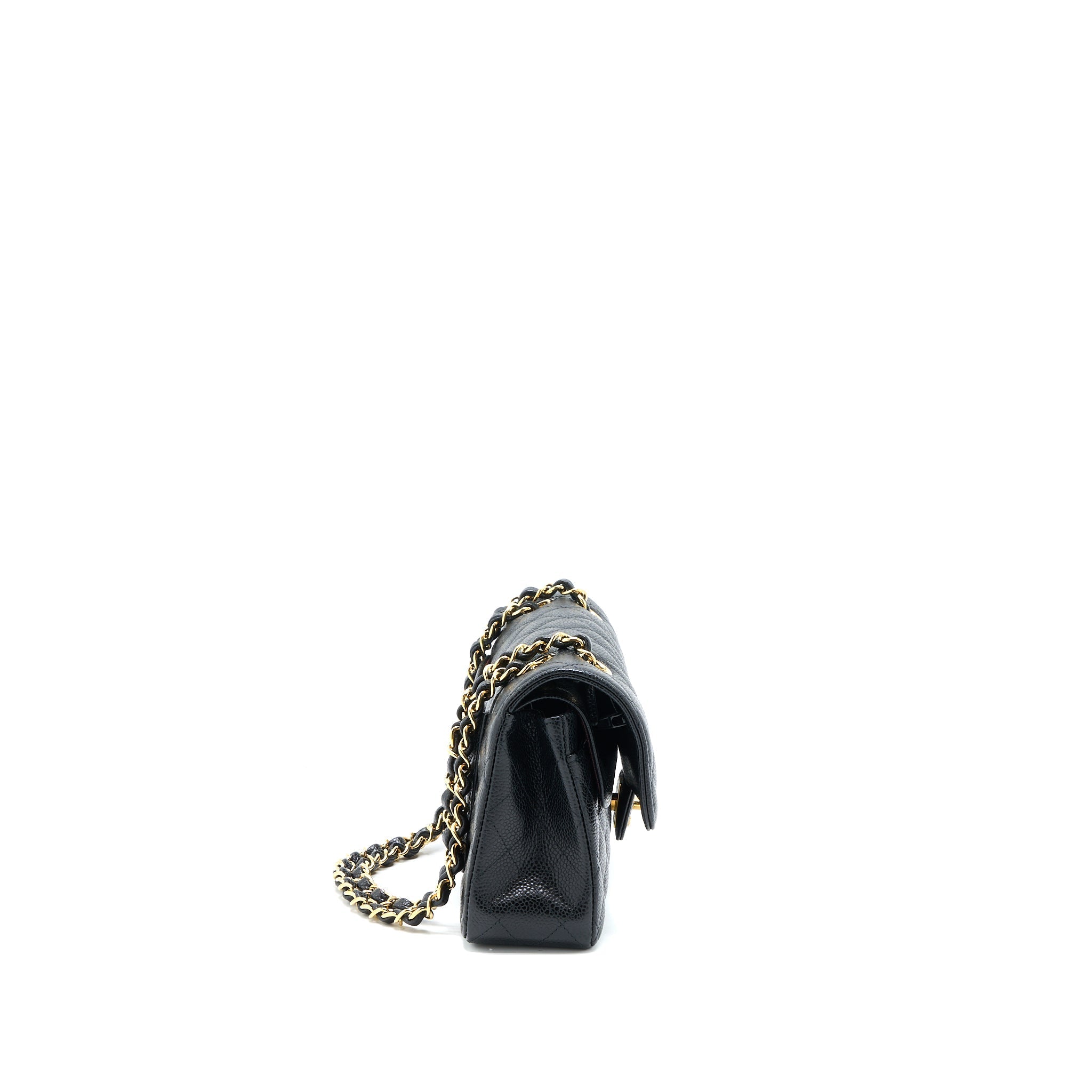 CHANEL SMALL CLASSIC FLAP BAG CAVIAR BLACK GHW (MICROCHIP)