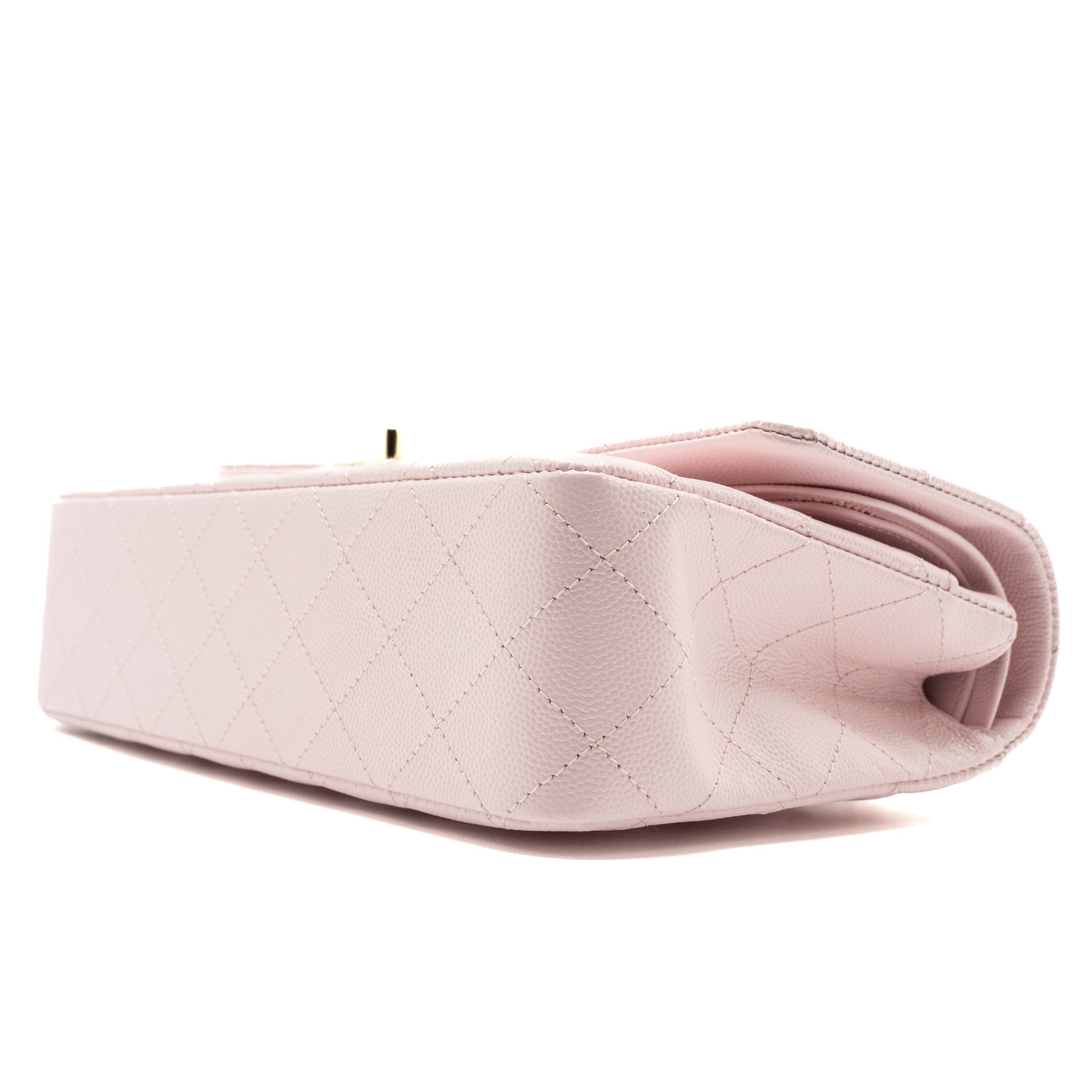 CHANEL MEDIUM CLASSIC DOUBLE FLAP BAG CAVIAR LIGHT PINK LGHW (MICROCHIP)
