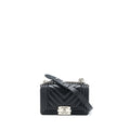 CHANEL SMALL CHEVRON BOY BAG SHINY GRAINED CALFSKIN BLACK SHW