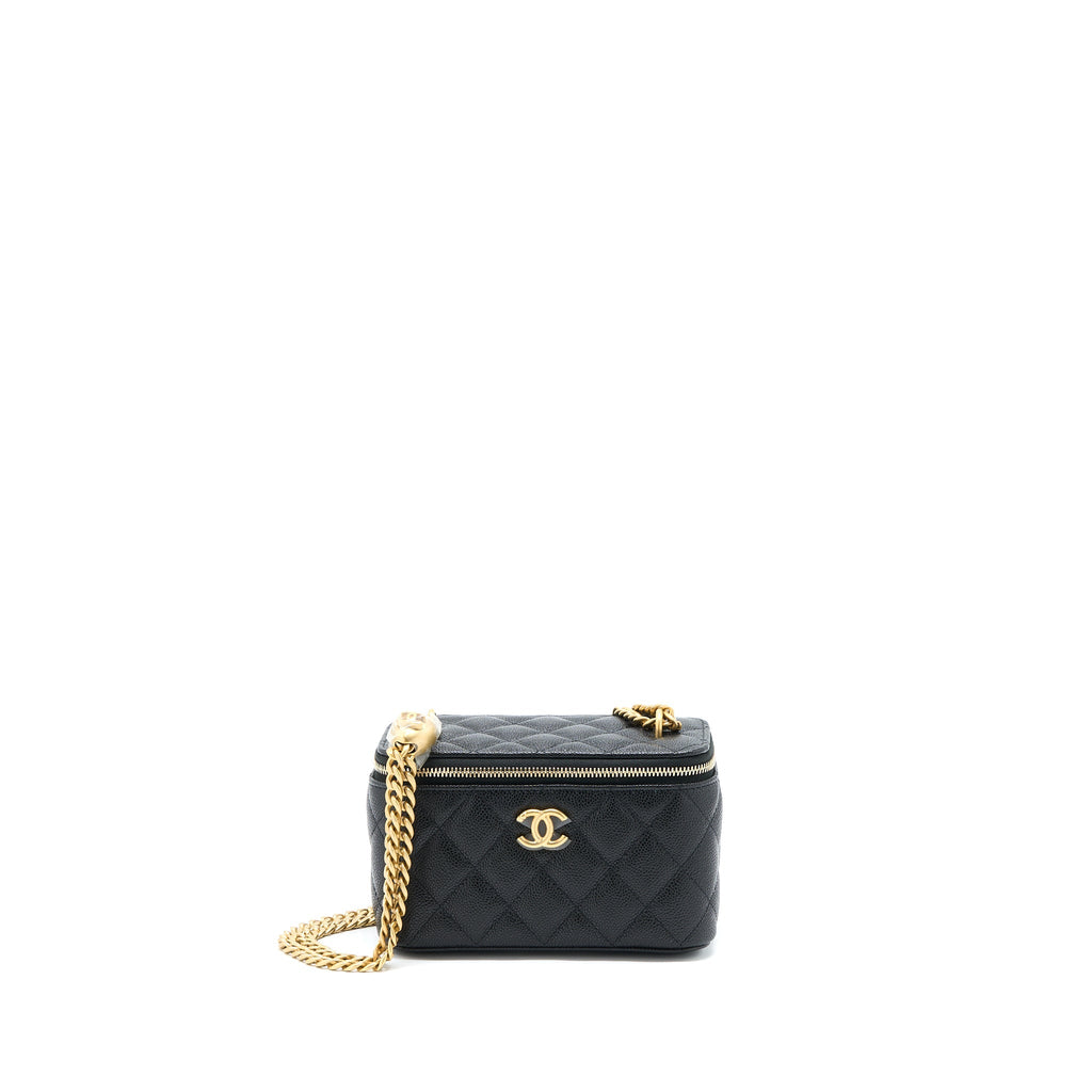 CHANEL 23P COCO LOVE LONG VANITY CAVIAR BLACK BRUSHED GHW (MICROCHIP)