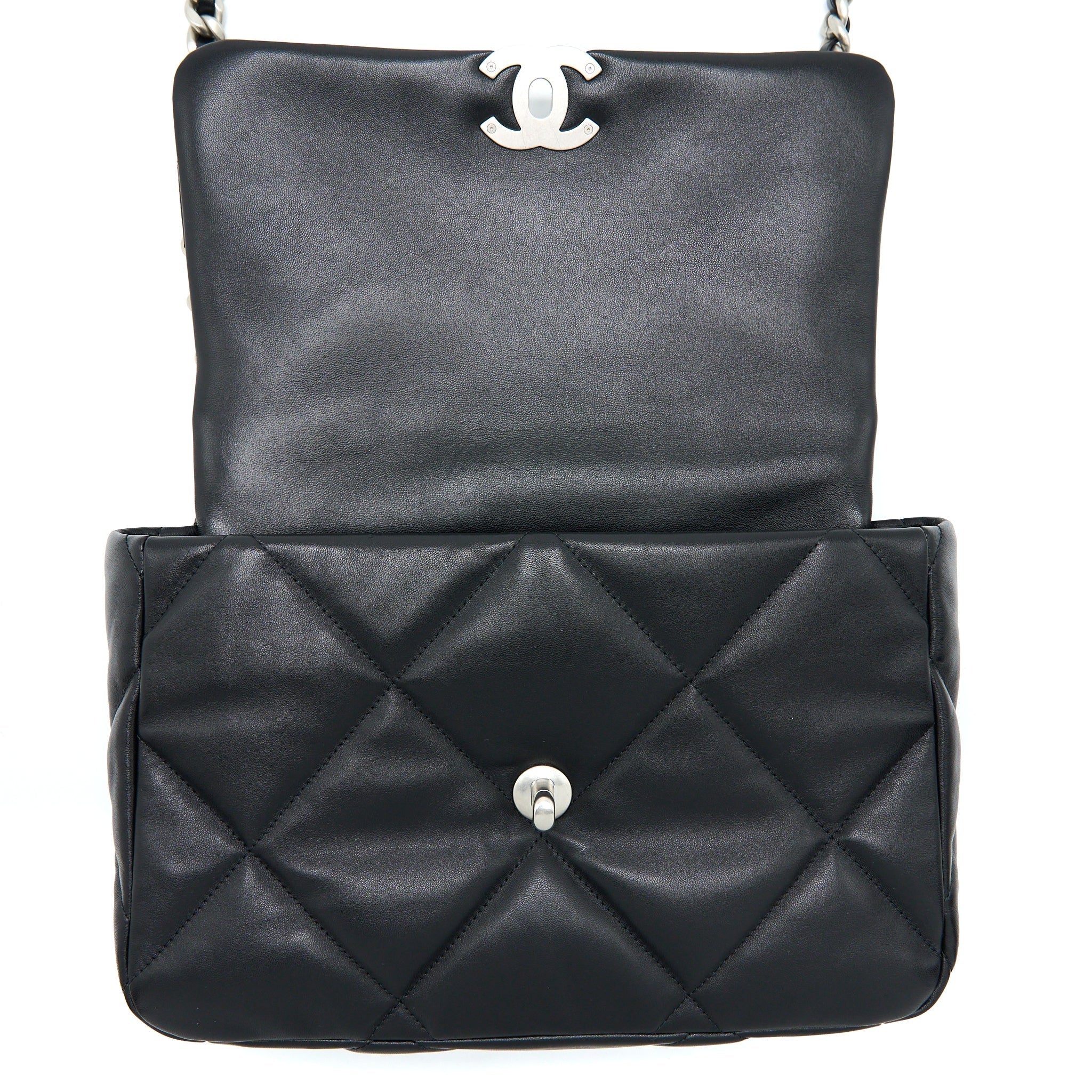 CHANEL MEDIUM 19 BAG GOATSKIN BLACK MULTICOLOUR HARDWARE (MICROCHIP)