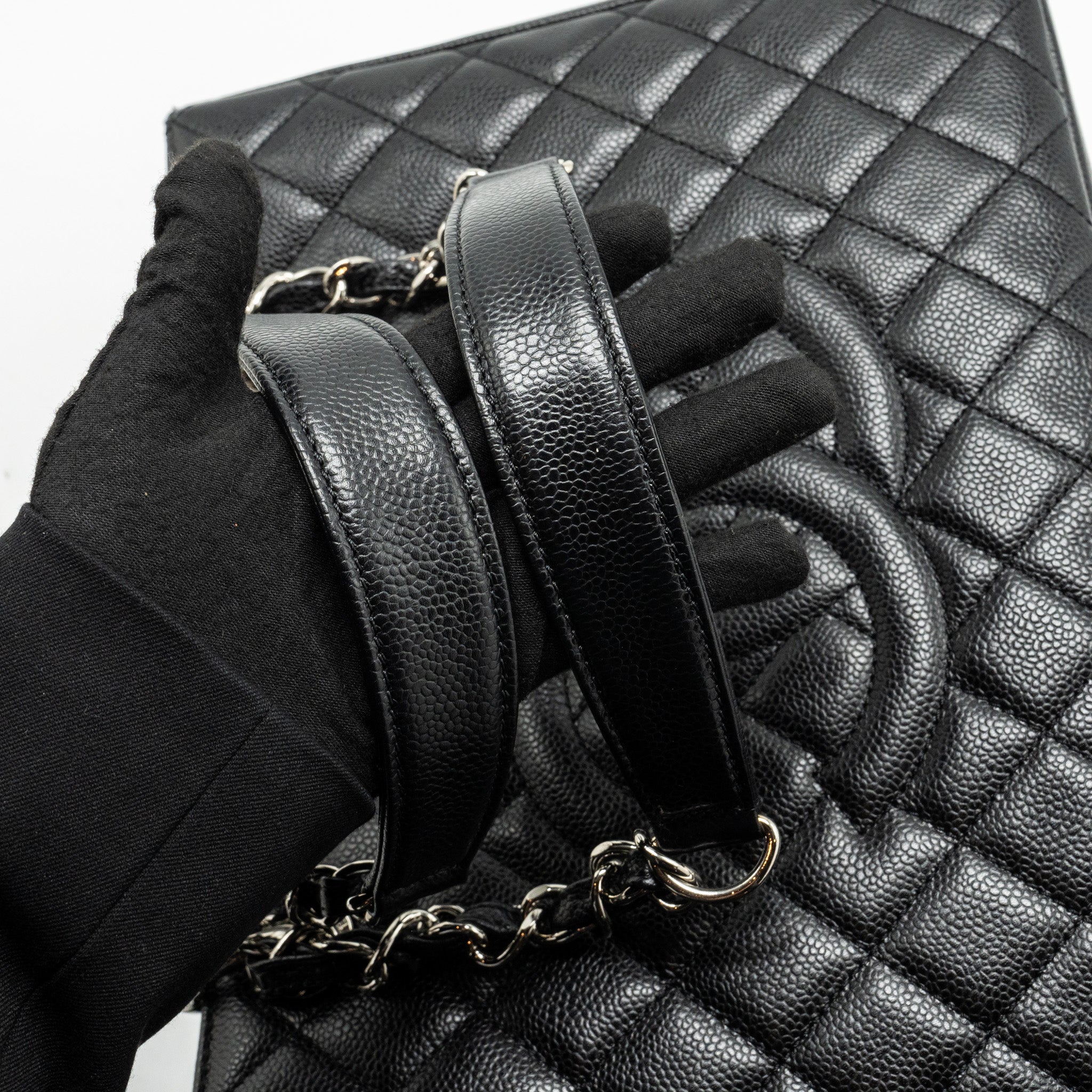CHANEL GRAND SHOPPING TOTE BAG CAVIAR BLACK SHW