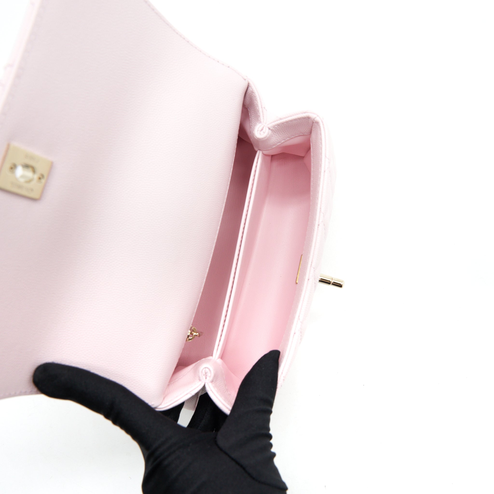 CHANEL 22P SMALL COCO HANDLE CAVIAR LIGHT PINK LGHW (MICROCHIP)