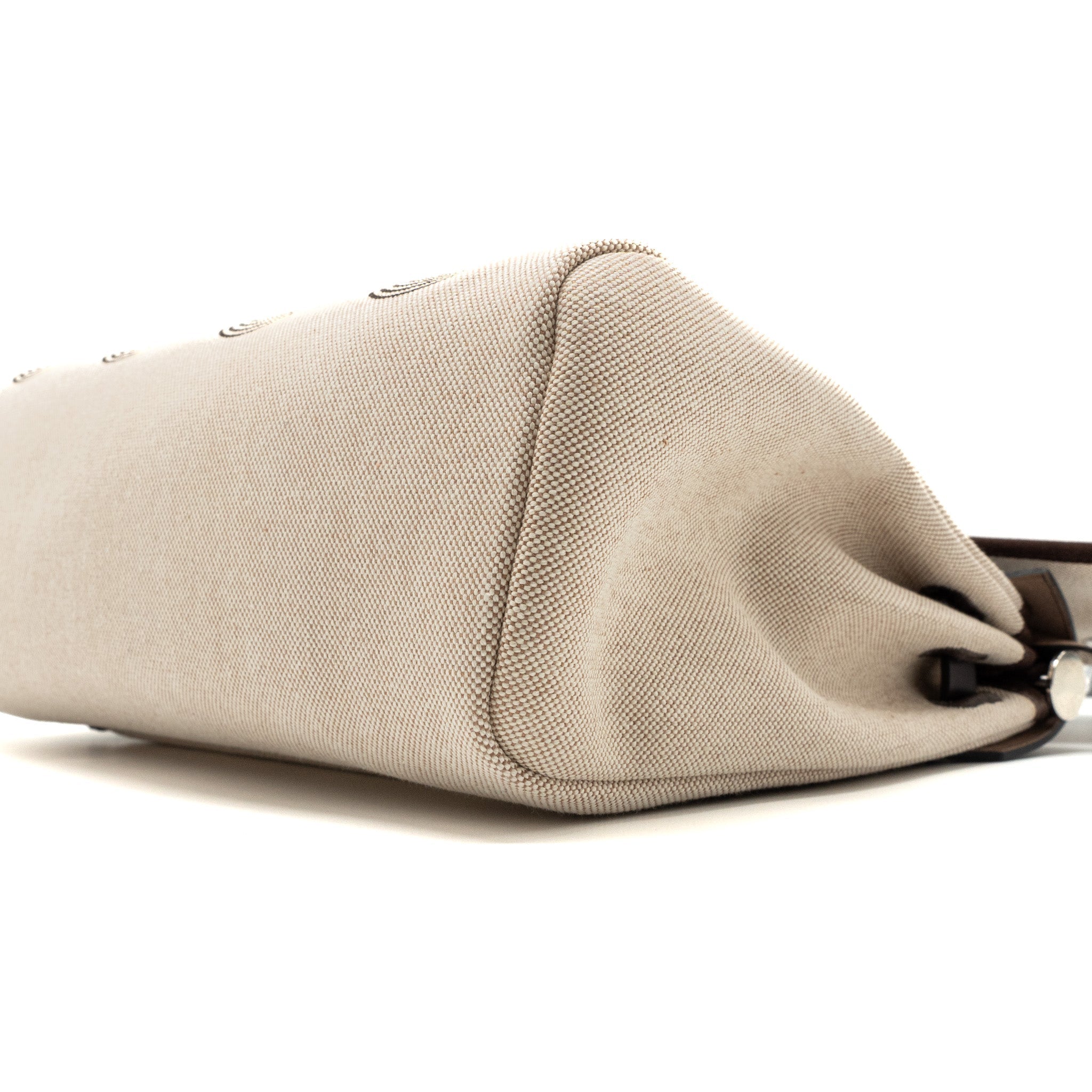 HERMES HERBAG 31 ZIP BAG TOILE H PLUME HUNTER/ CANVAS EBENE/ ECRU/ BEIGE/ EBENE SHW