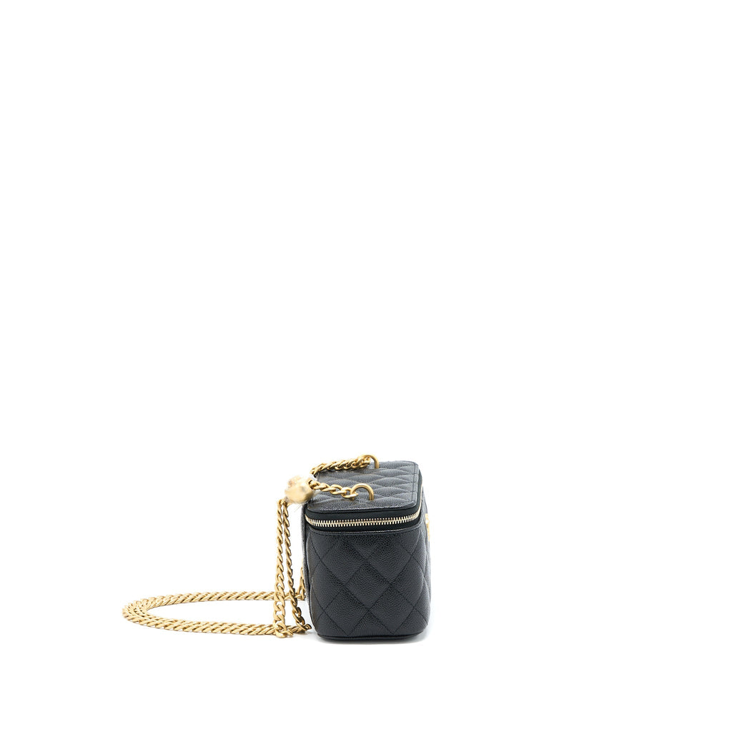 CHANEL 23P COCO LOVE LONG VANITY CAVIAR BLACK BRUSHED GHW (MICROCHIP)