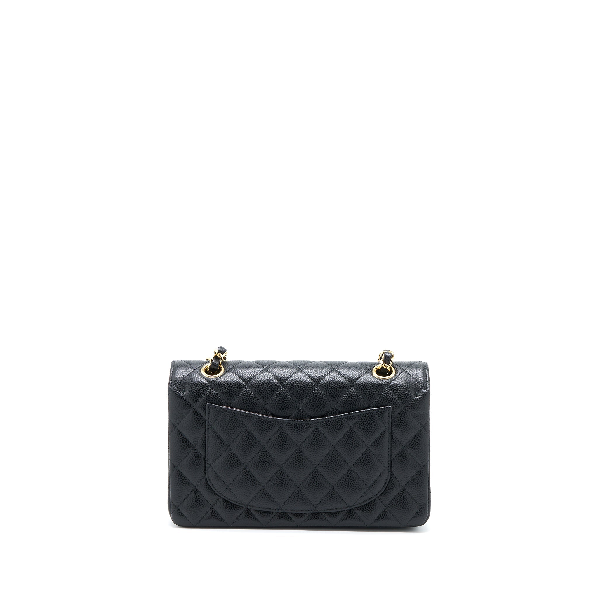 CHANEL SMALL CLASSIC DOUBLE FLAP BAG CAVIAR BLACK GHW (MICROCHIP)
