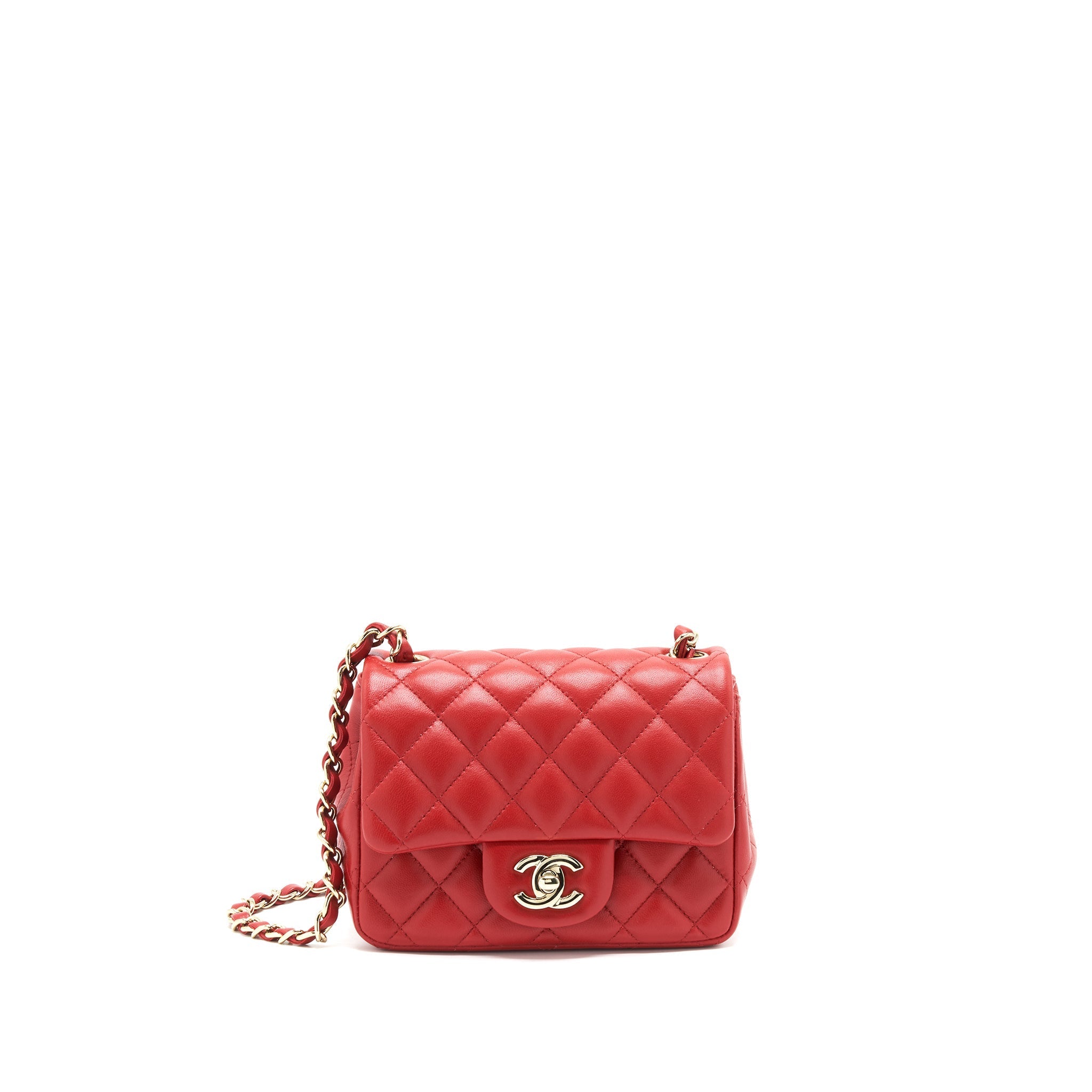 CHANEL MINI SQUARE FLAP BAG RED LGHW