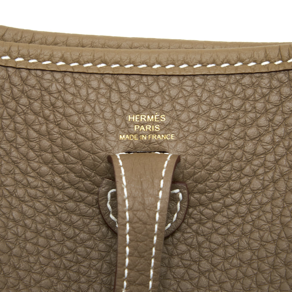 HERMES MINI EVELYN CLEMENCE ETOUPE / BLUE INDIGO GHW