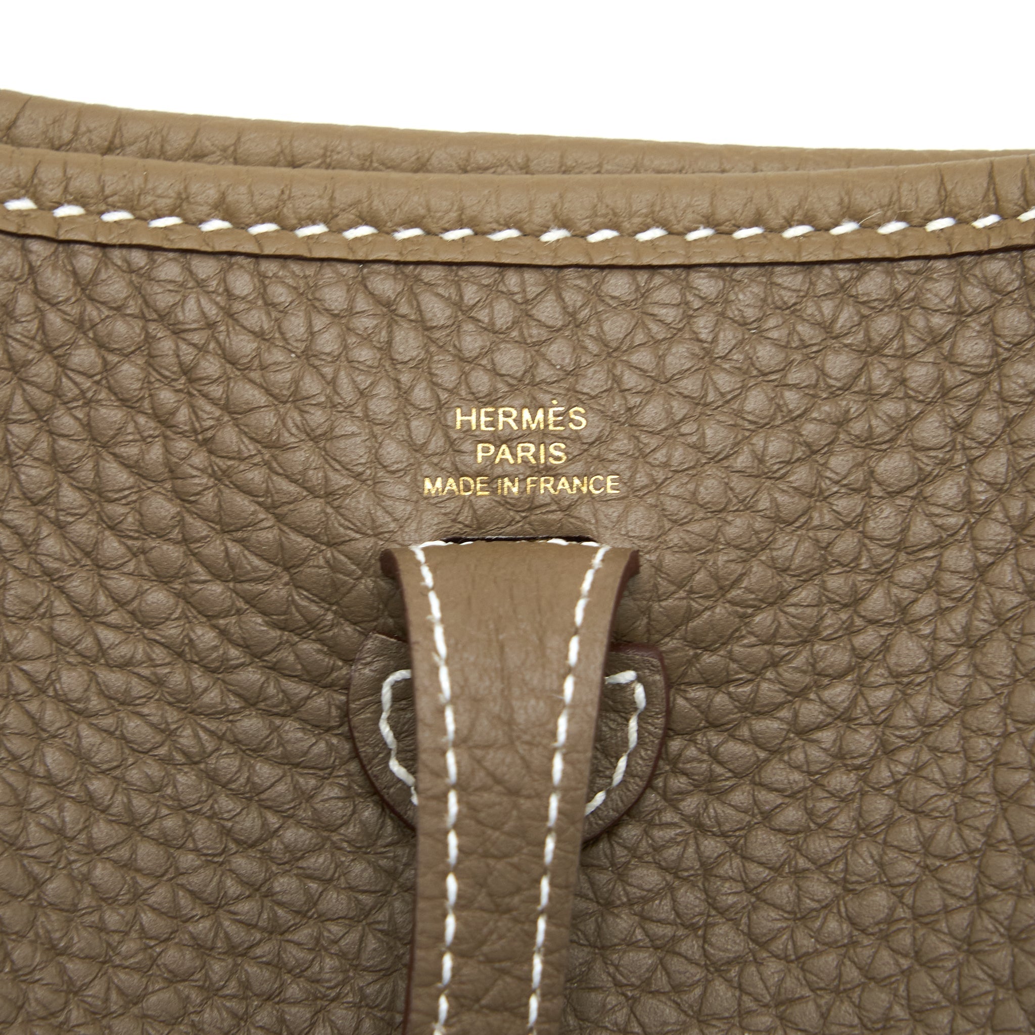HERMES MINI EVELYN CLEMENCE ETOUPE / BLUE INDIGO GHW