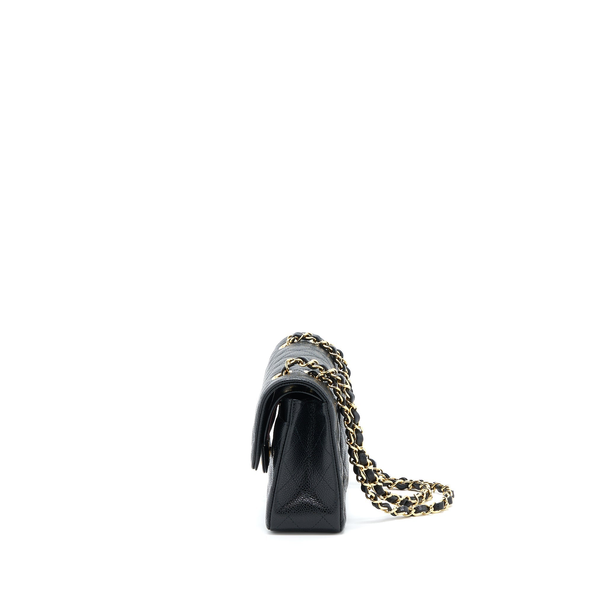 CHANEL SMALL CLASSIC DOUBLE FLAP BAG CAVIAR BLACK GHW (MICROCHIP)
