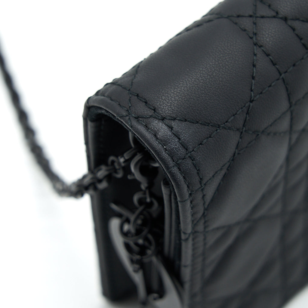 DIOR LADY DIOR POUCH ULTRAMATTE CANNAGE CALFSKIN BLACK HARDWARE