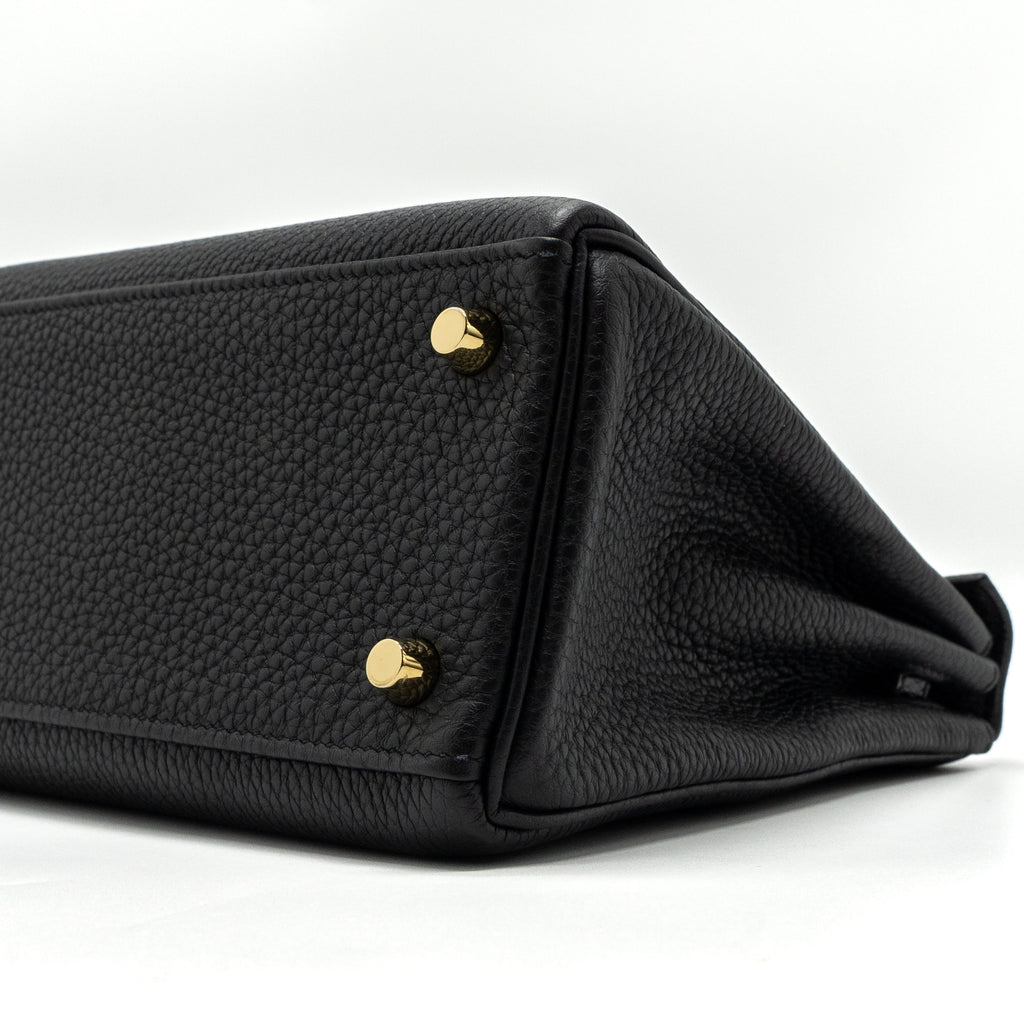HERMES TOUCH KELLY 25 TOGO / LIZARD BLACK GHW