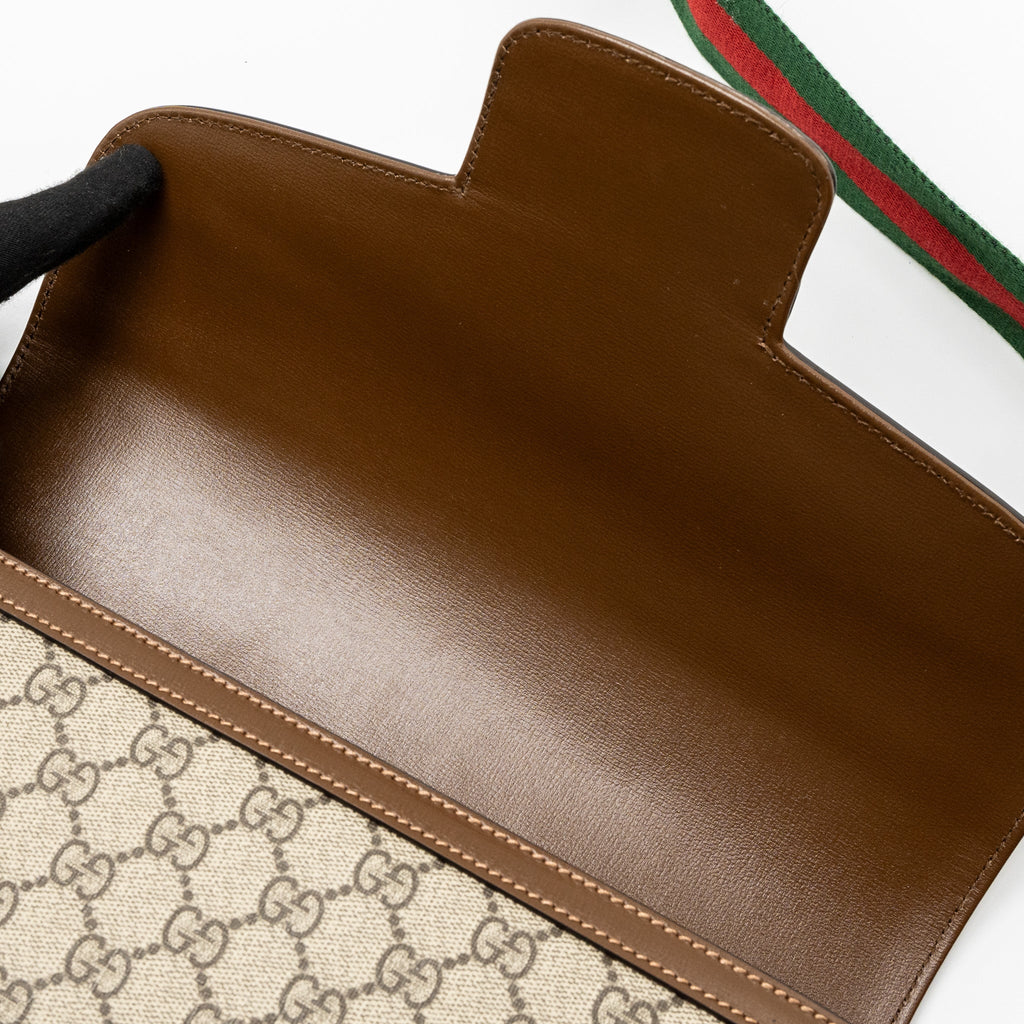 GUCCI HORSEBIT 1955 SHOULDER BAG GG SUPREME CANVAS BEIGE/EBONY GHW