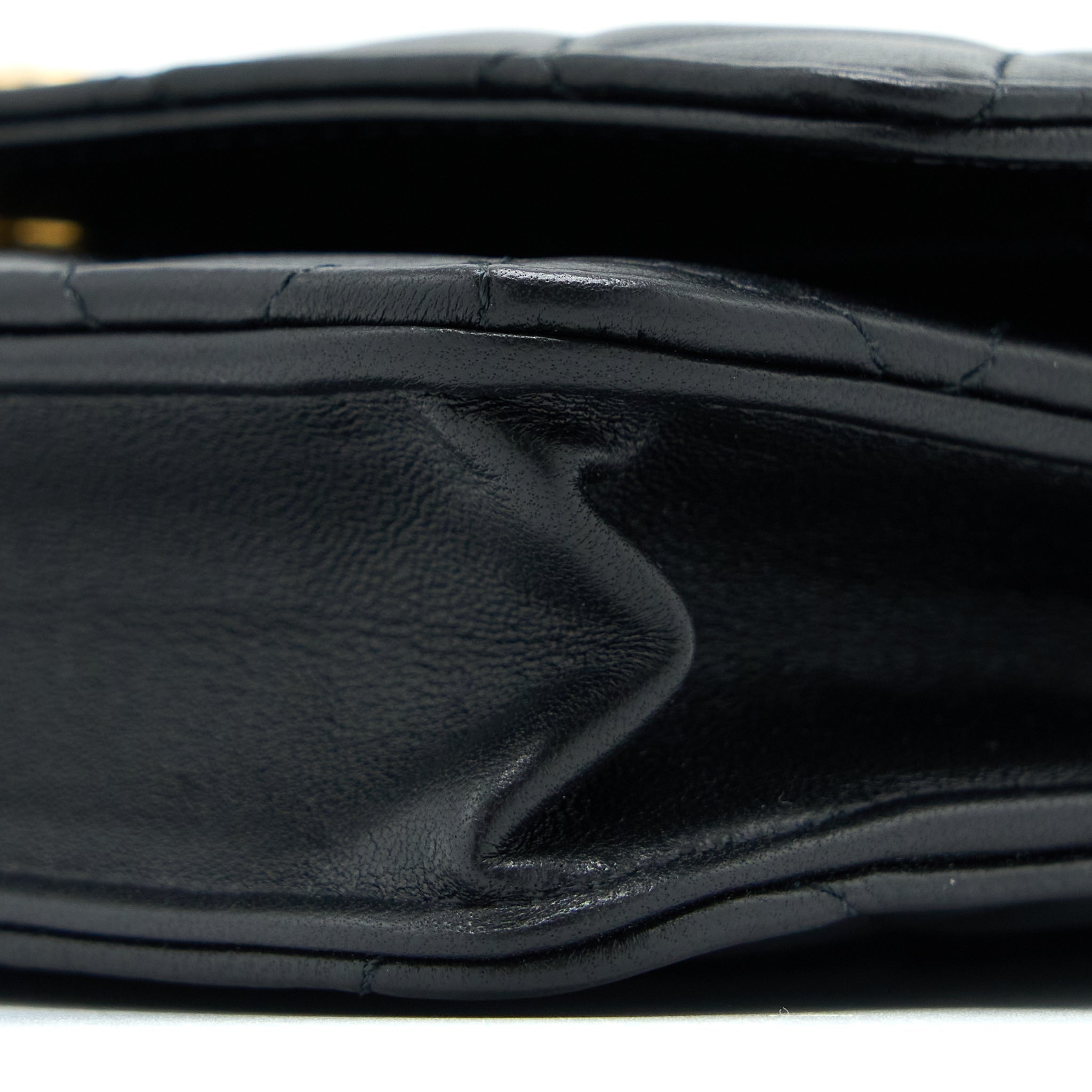 CHANEL TOP HANDLE WALLET ON CHAIN LAMBSKIN BLACK BRUSHED GHW (MICROCHIP)