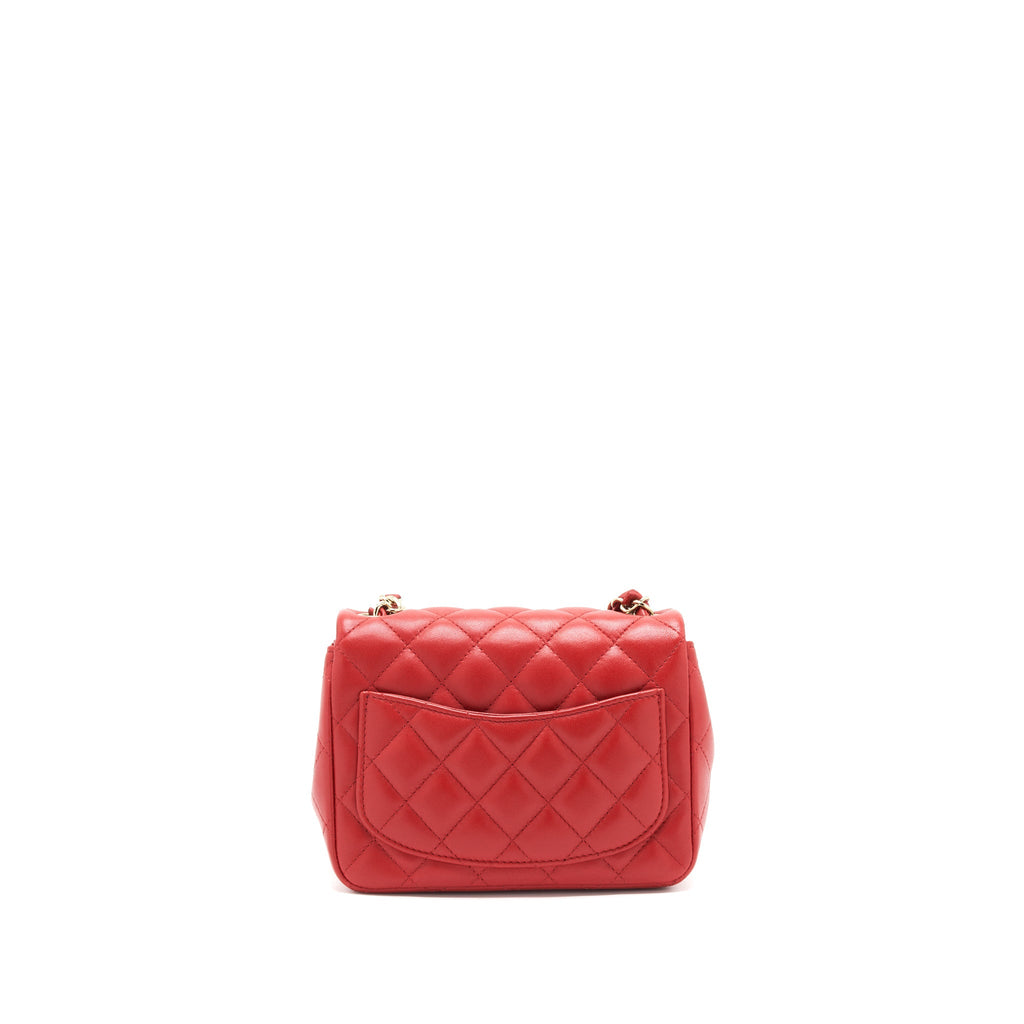 CHANEL MINI SQUARE FLAP BAG RED LGHW