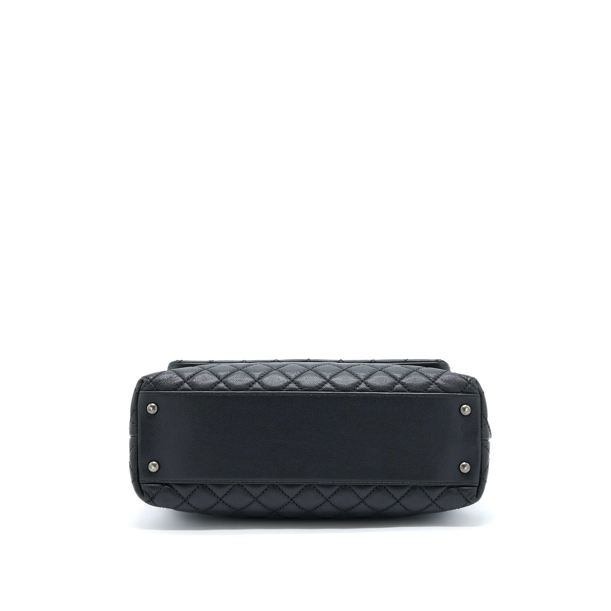 CHANEL COCO HANDLE FLAP BAG CAVIAR BLACK RUTHENIUM HARDWARE