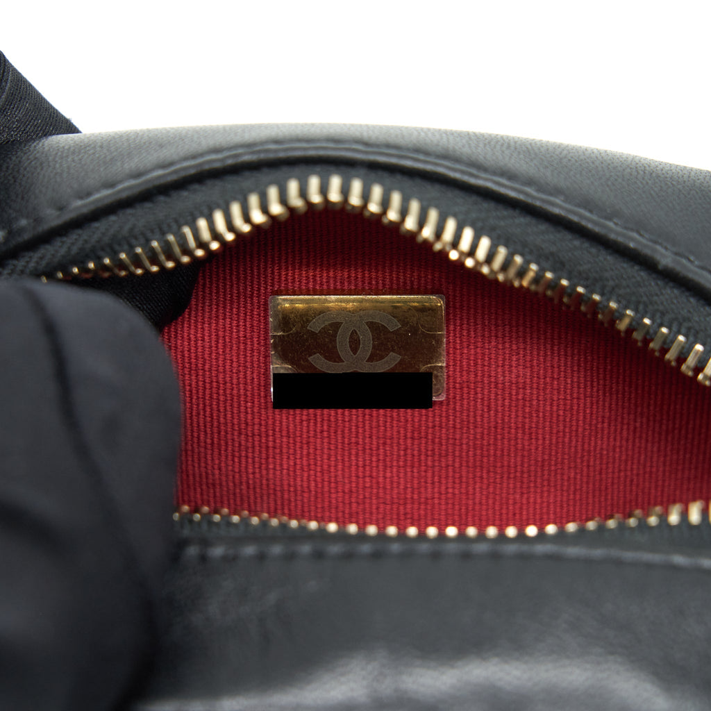CHANEL 22C MY PERFECT MINI CAMERA CASE LAMBSKIN BLACK GHW(MICROCHIP)