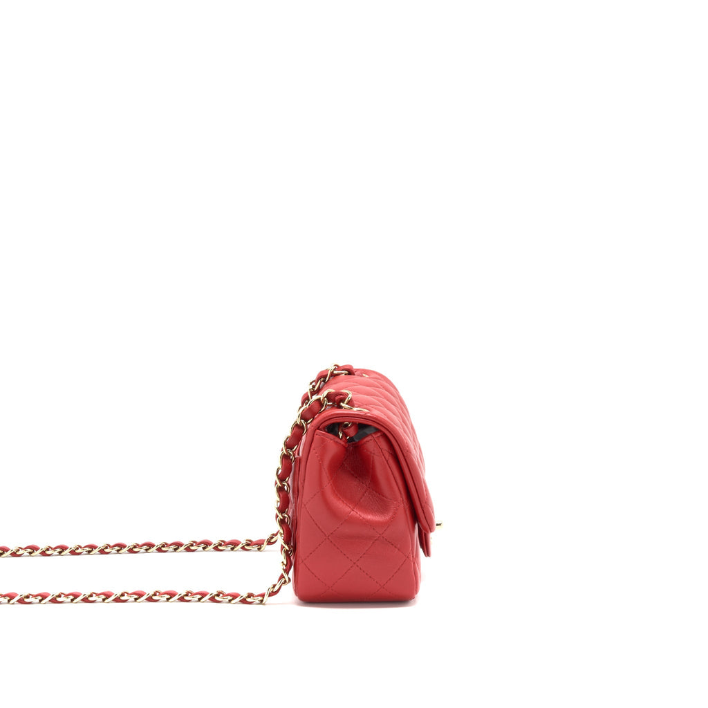 CHANEL MINI SQUARE FLAP BAG RED LGHW