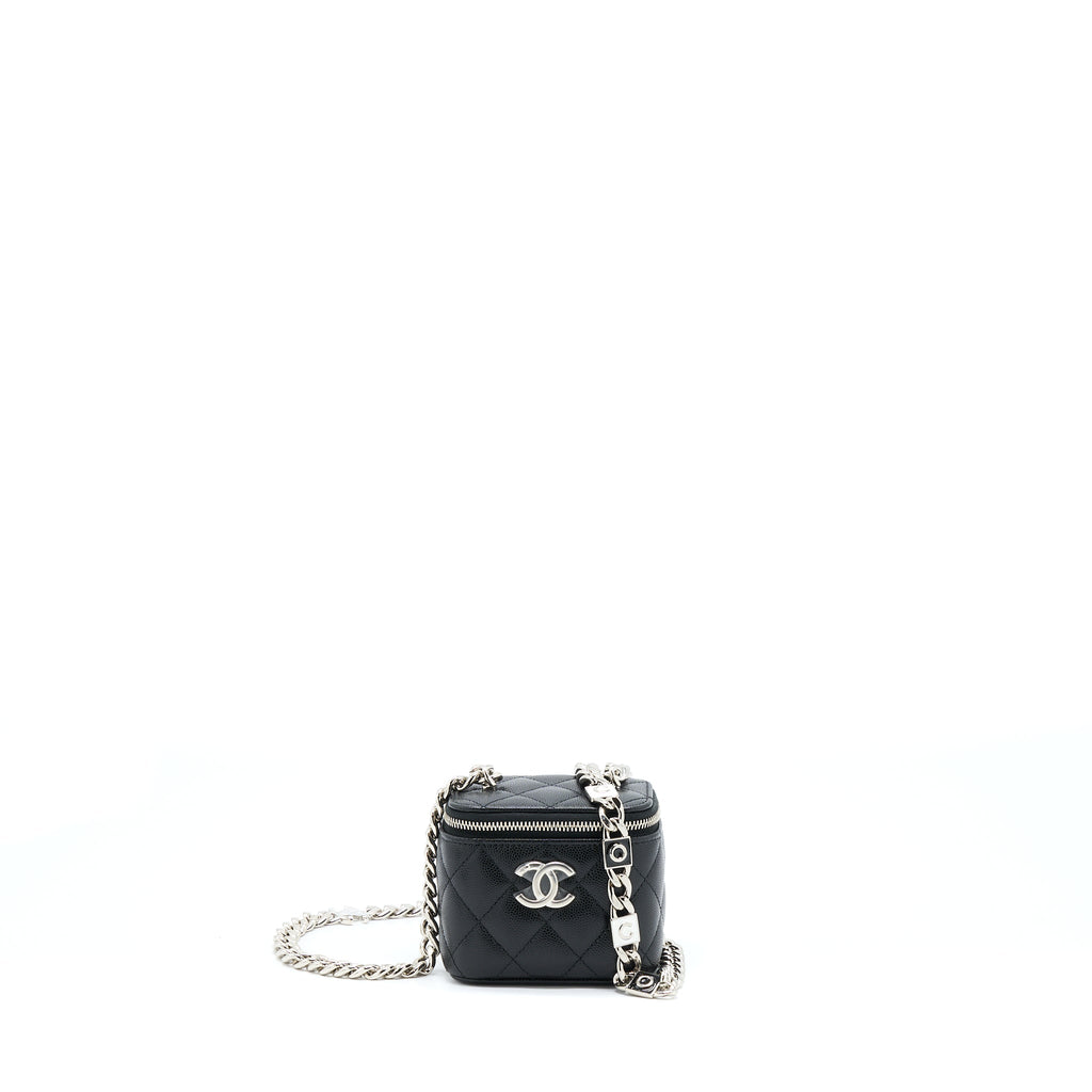 CHANEL MINI VANITY WITH GIANT CHAIN CAVIAR BLACK SHW