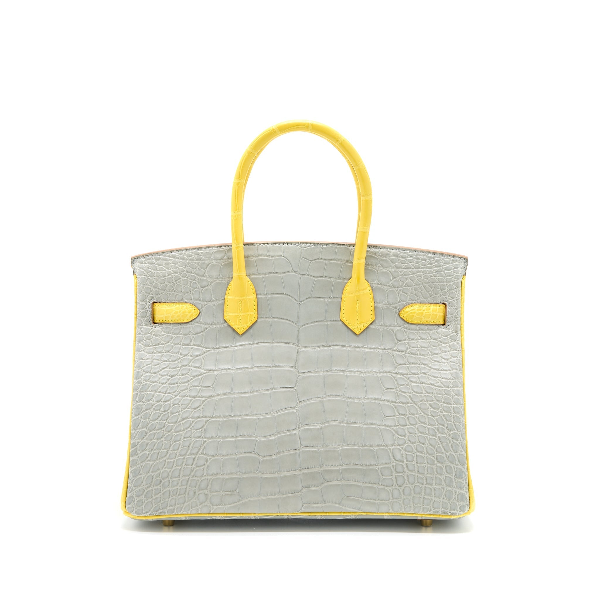 HERMES BIRKIN 30 SPECIAL ORDER ALLIGATOR MISSISSIPPIENSIS MAT GRIS PERLE/MIMOSA LGHW