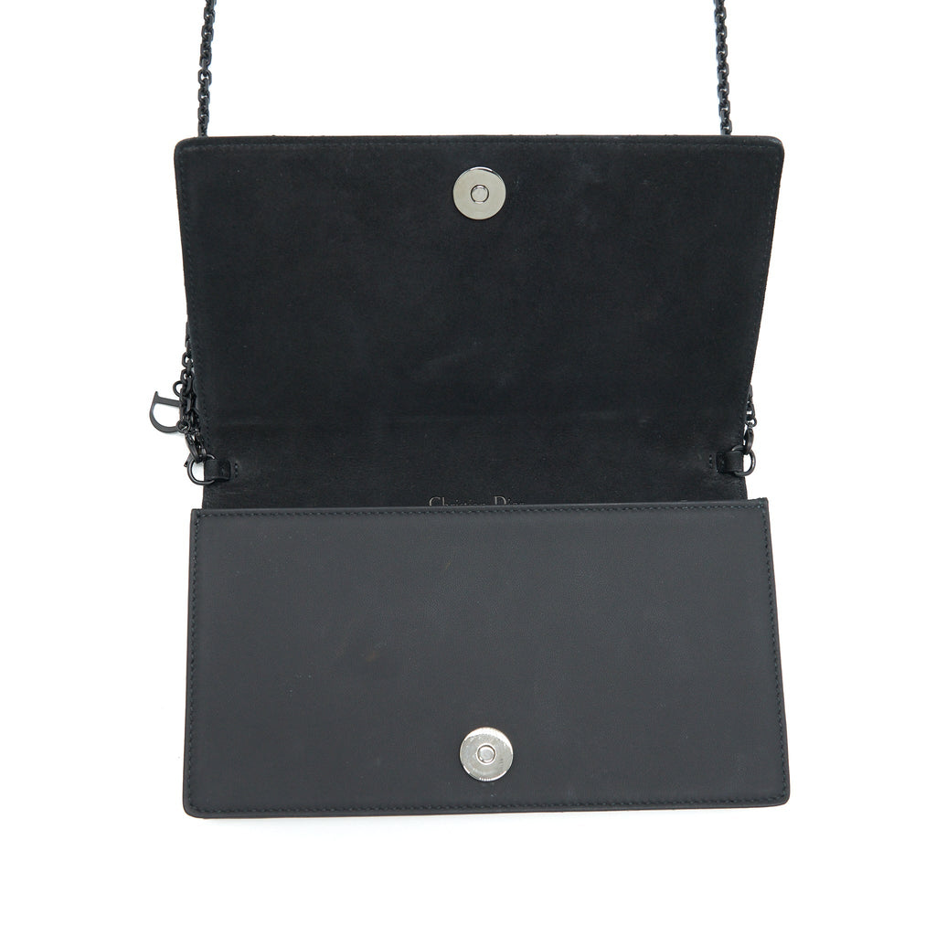 DIOR LADY DIOR POUCH ULTRAMATTE CANNAGE CALFSKIN BLACK HARDWARE