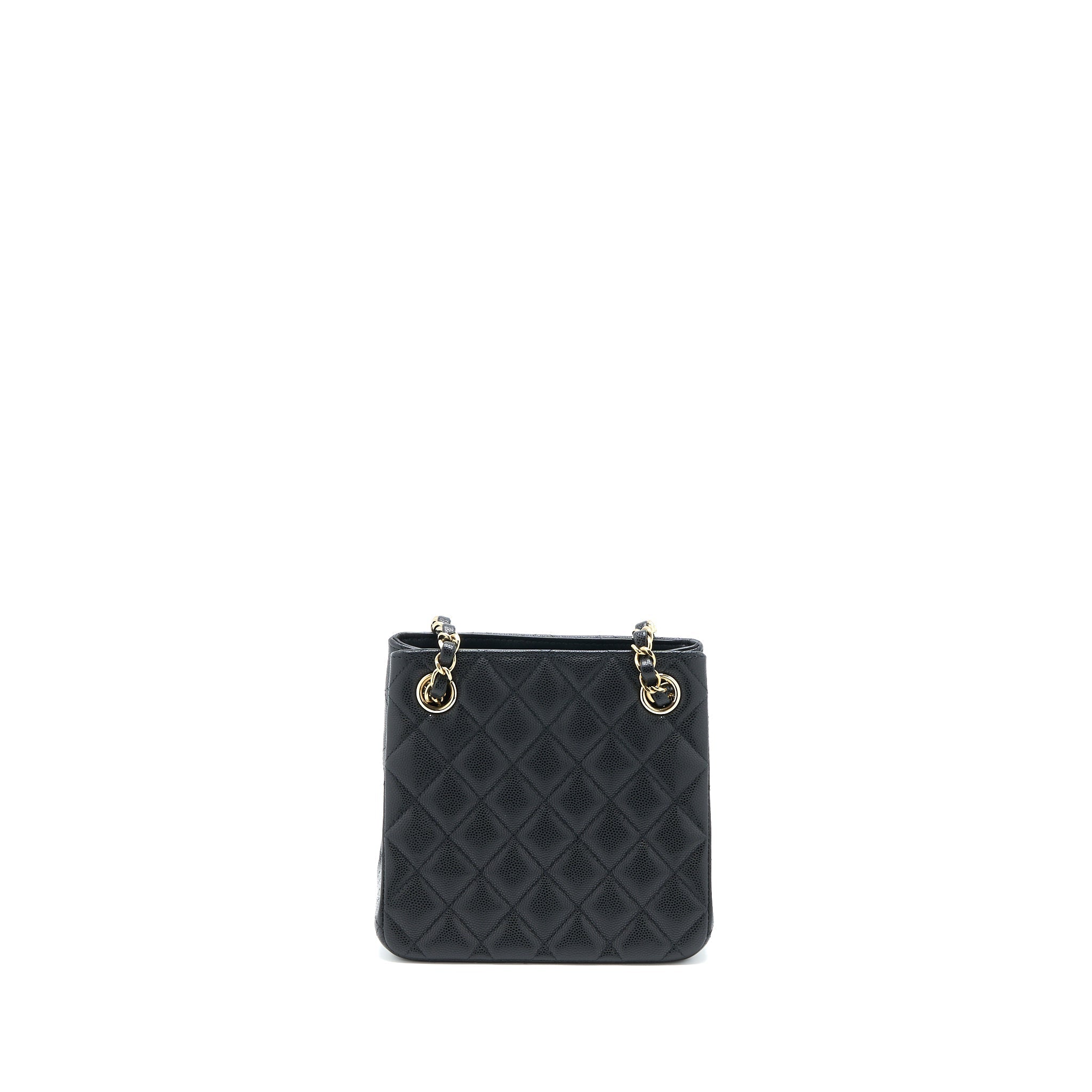 CHANEL MINI BUCKET TOTE BAG CAVIAR BLACK LGHW (MICROCHIP)