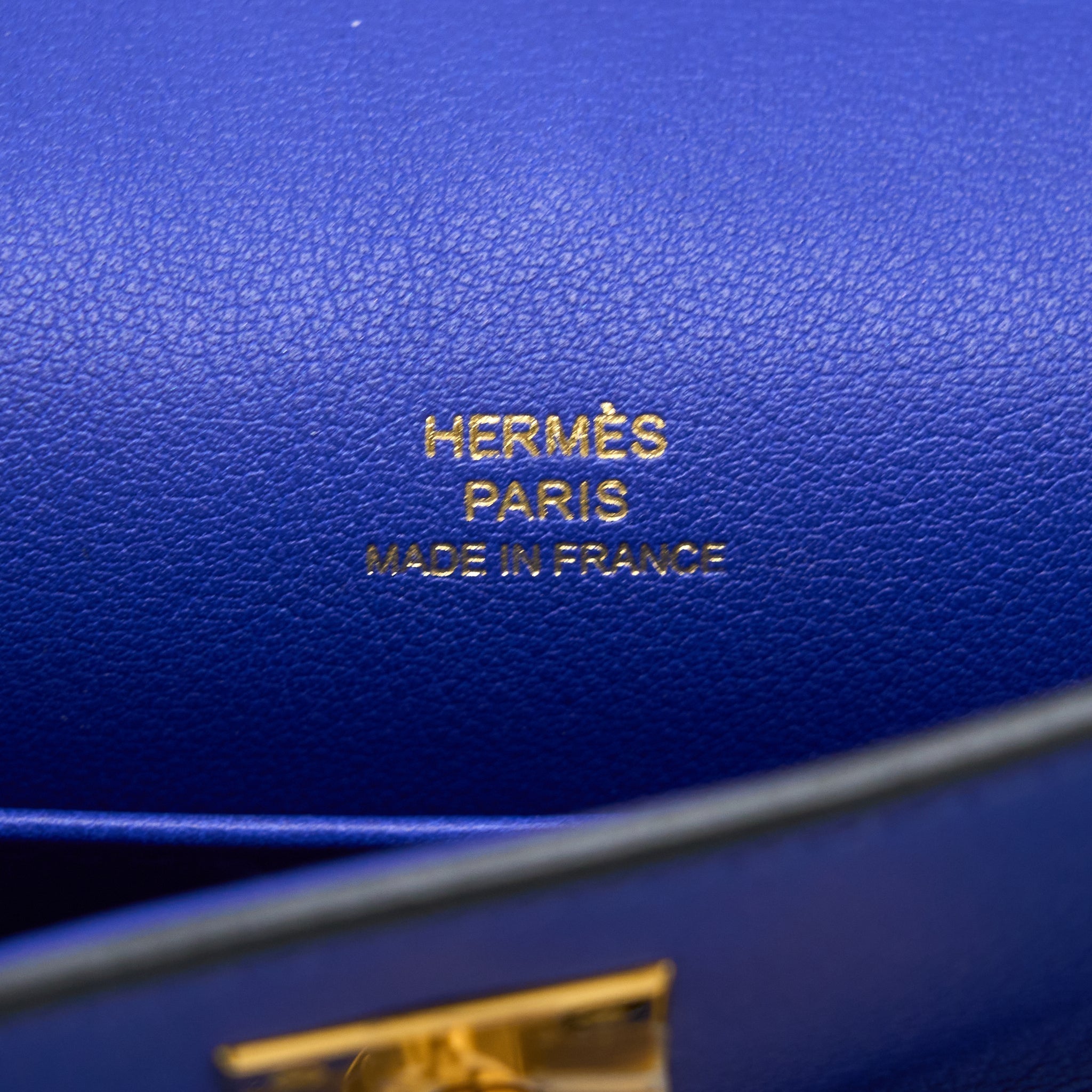 HERMES KELLY POCHETTE SWIFT BLUE ELECTRIC GHW