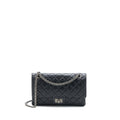 CHANEL SMALL 2.55 225 REISSUE FLAP BAG AGED CALFSKIN BLACK RUTHENIUM SHW