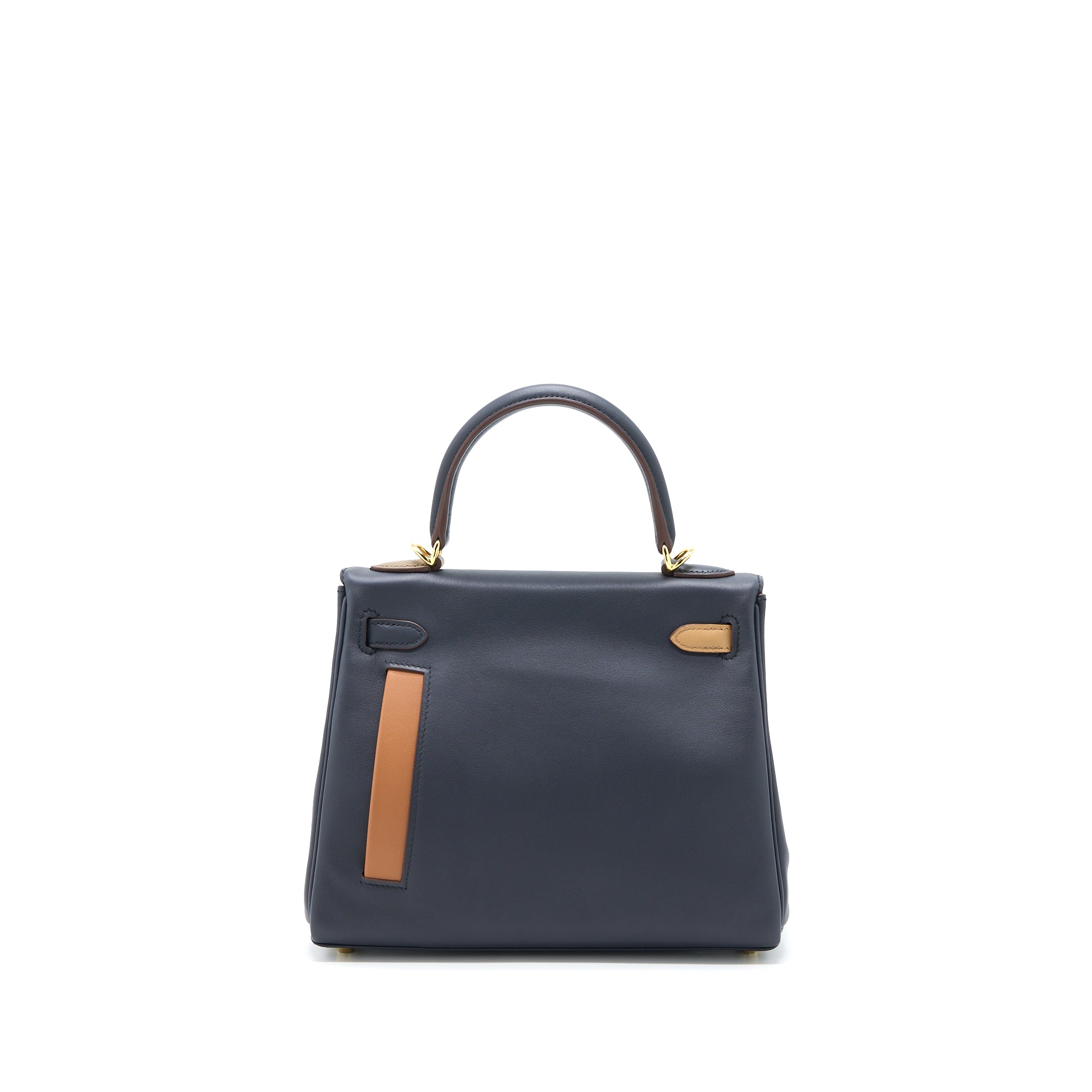 HERMES KELLY 25 COLORMATIC SWIFT BLUE NUIT/CHAI/ETOUPE/GOLD/BLACK GHW