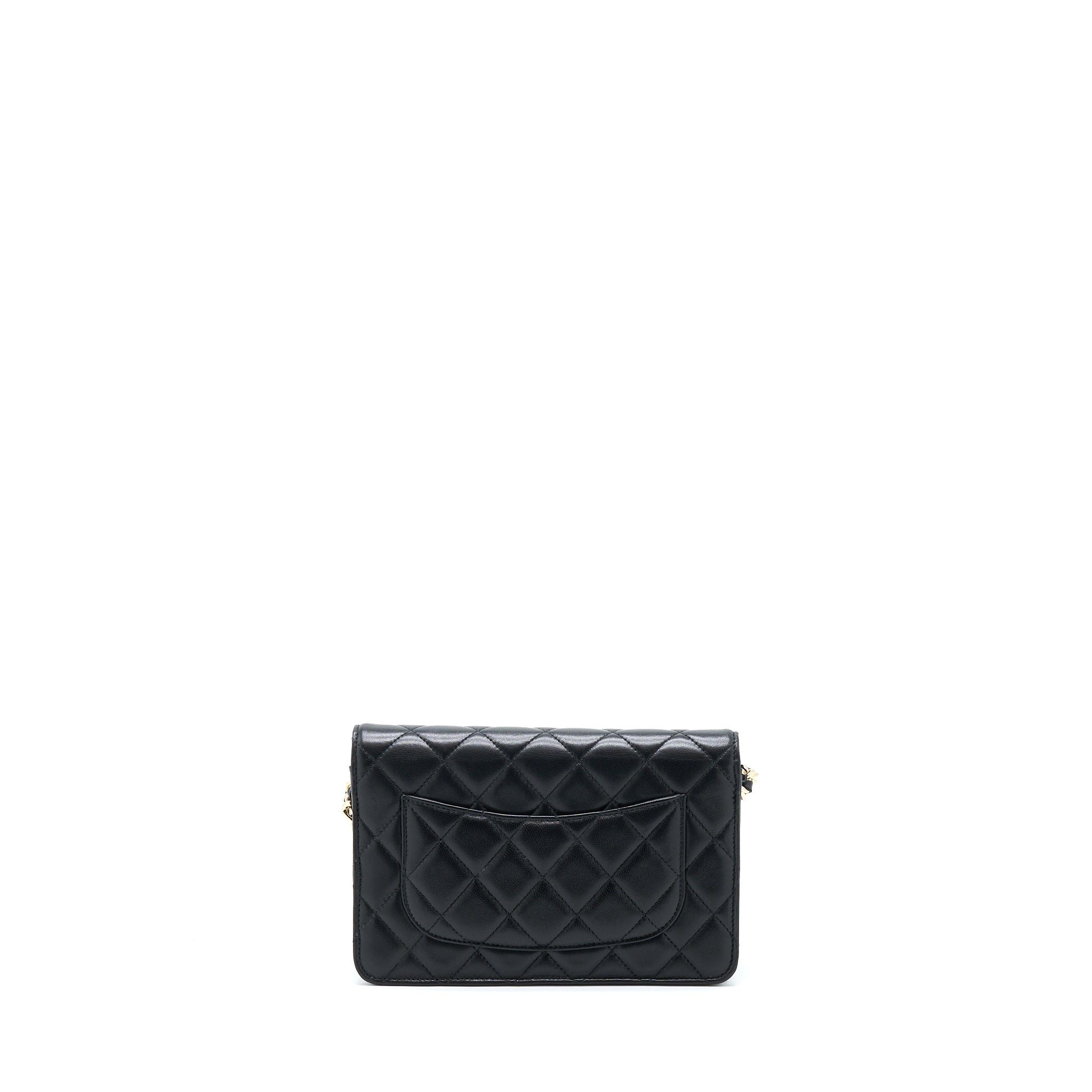CHANEL COCO CHARM WALLET ON CHAIN LAMBSKIN BLACK LGHW